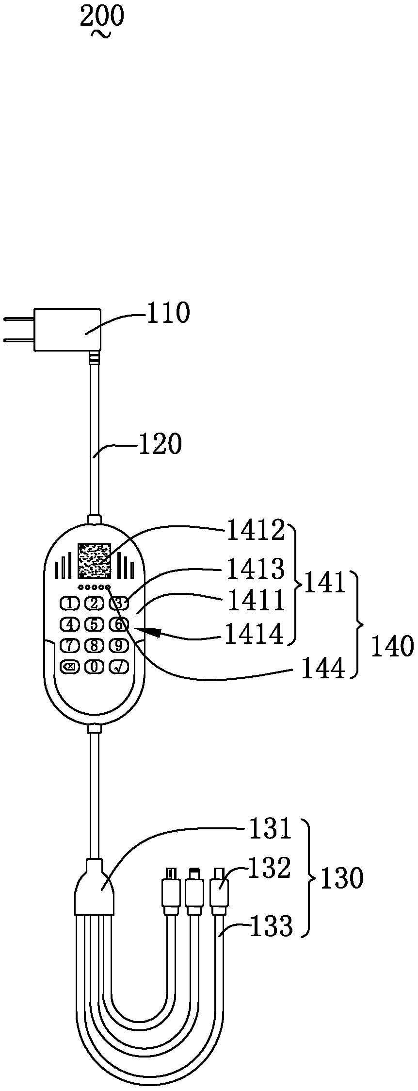 Charging method for shared charging cable and shared charging cable