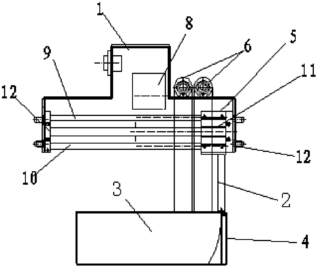 Transmission of manipulator for dredging slag from liquid zinc of zinc pot