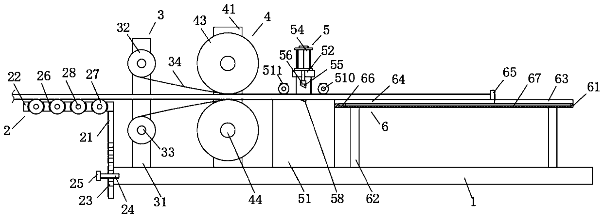 Raw material pressing device for producing a flame-retardant plastic-wood composite material