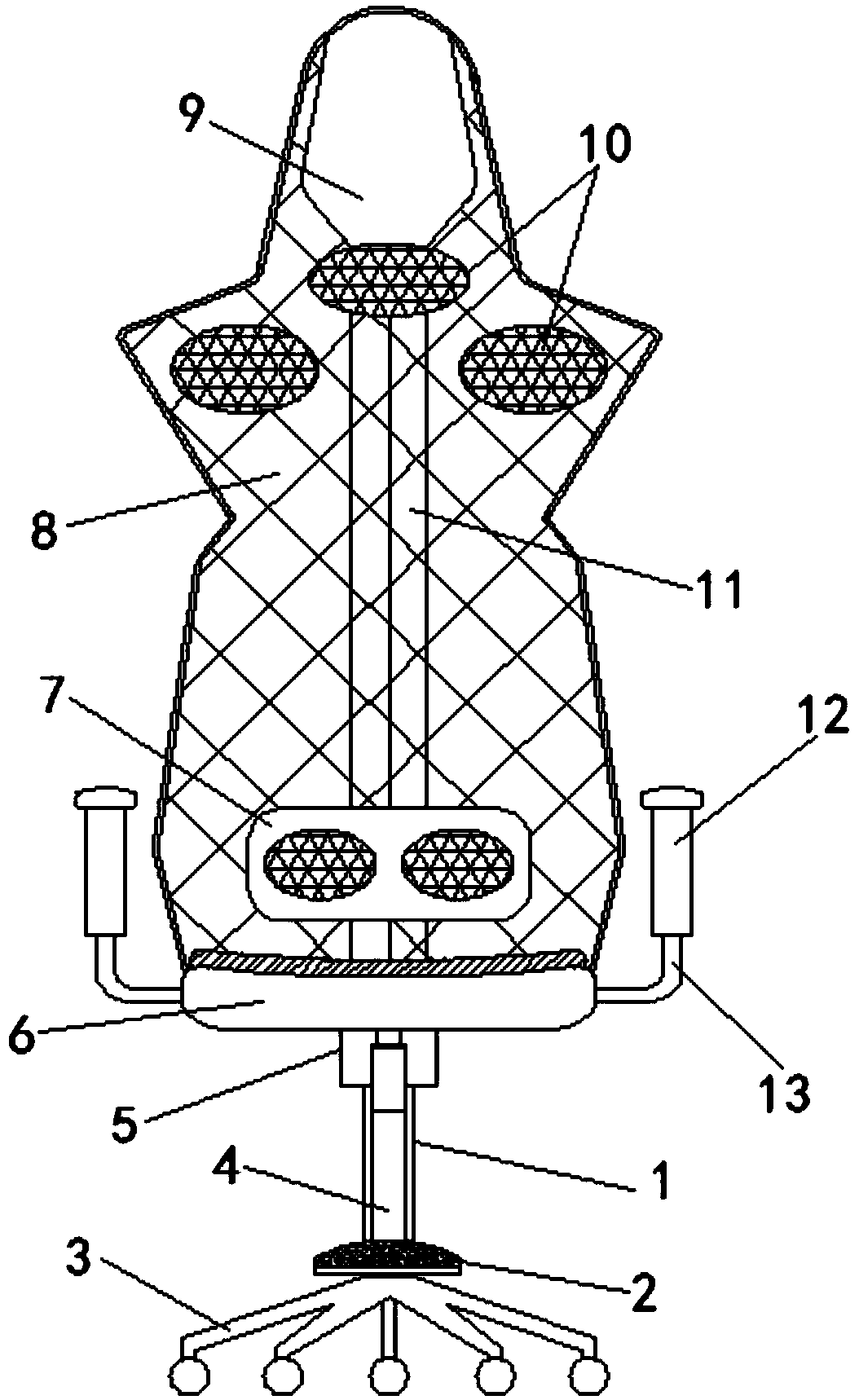 An electric sports chair with massage function