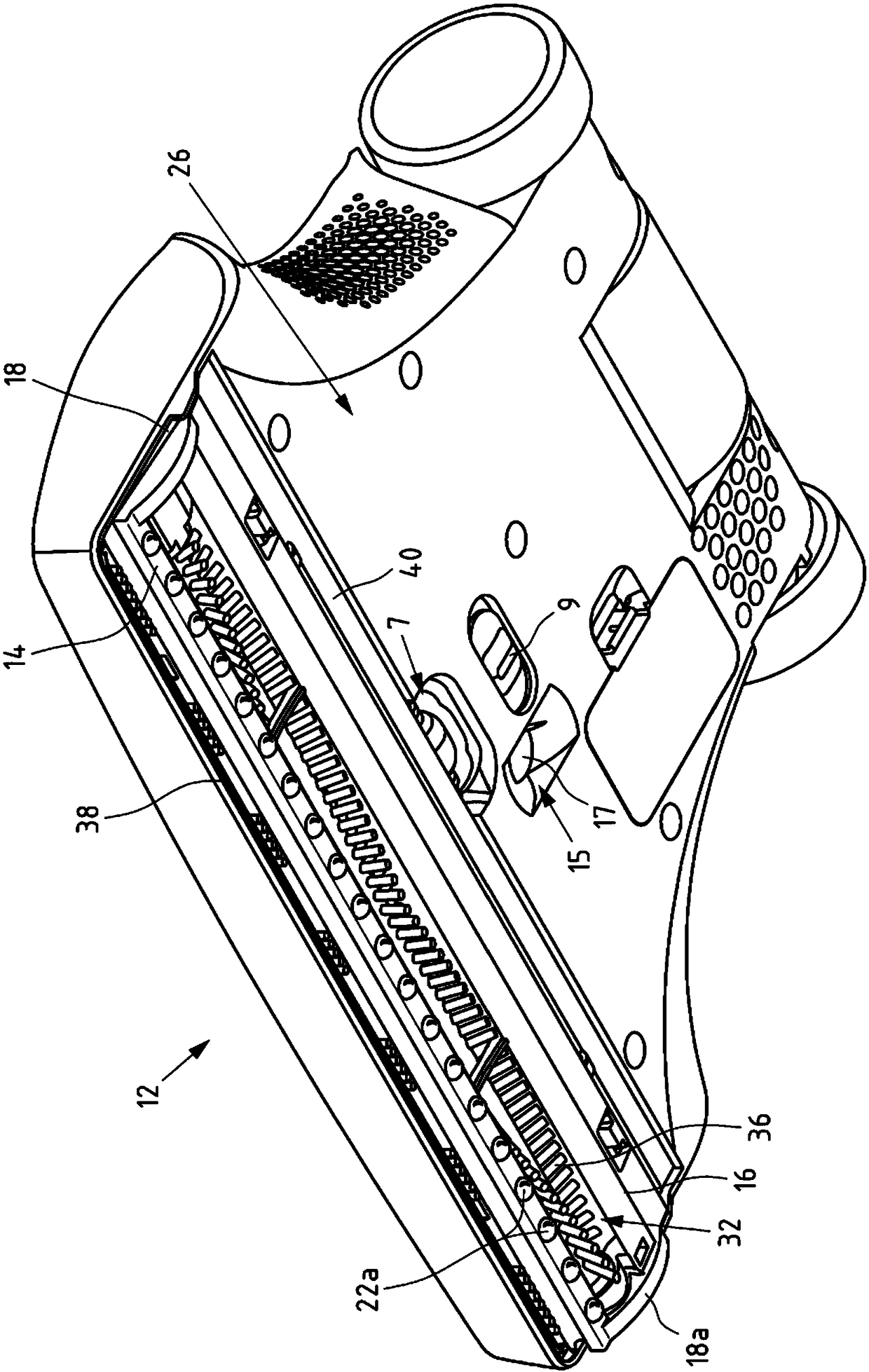 Chassis for nozzle with air guiding element