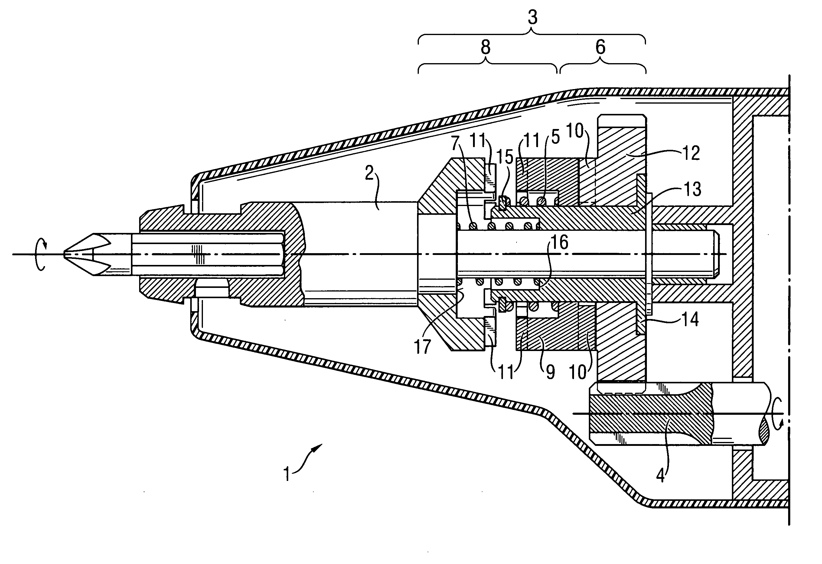 Power screwdriver with low-noise torque clutch