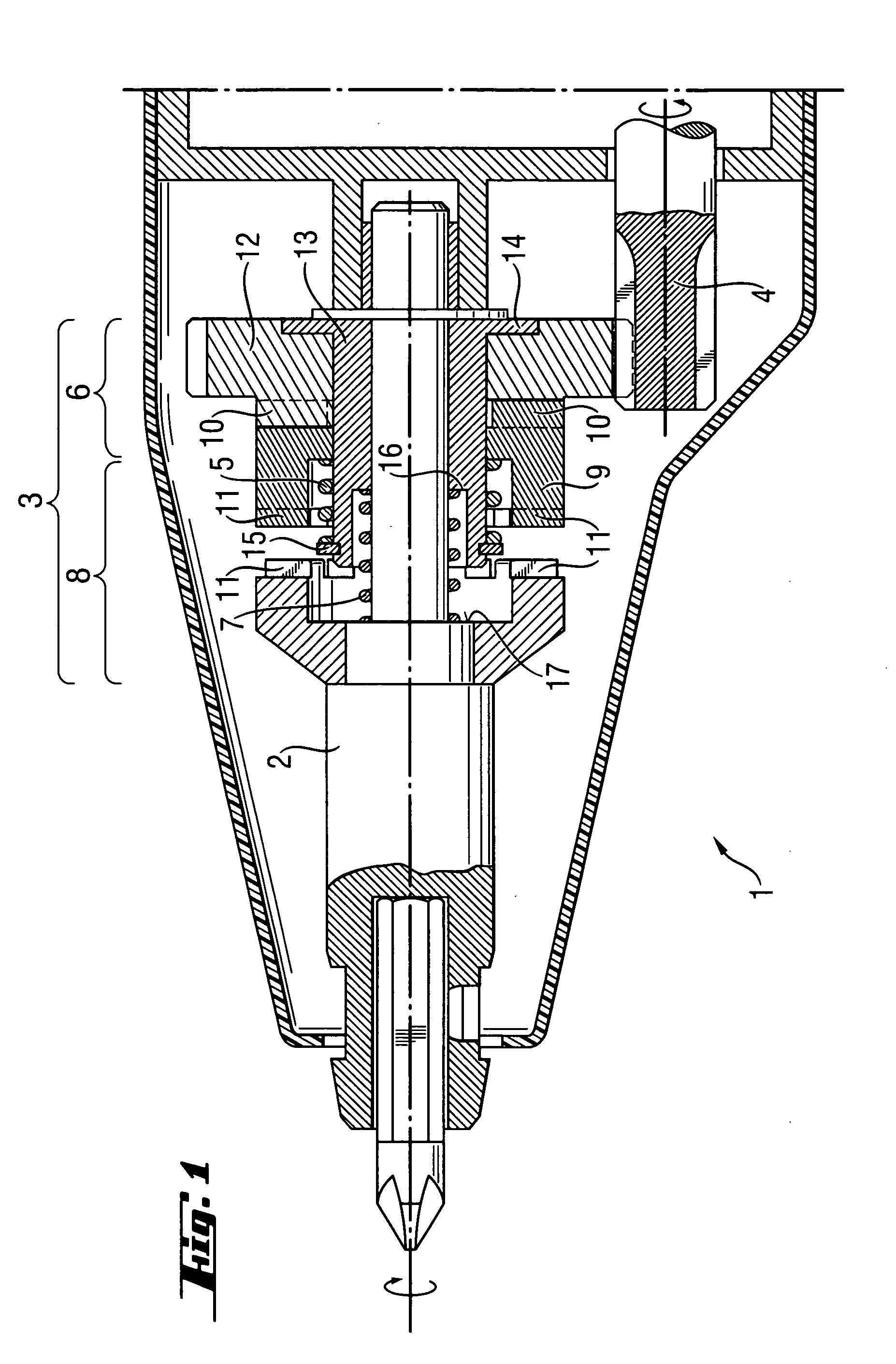 Power screwdriver with low-noise torque clutch