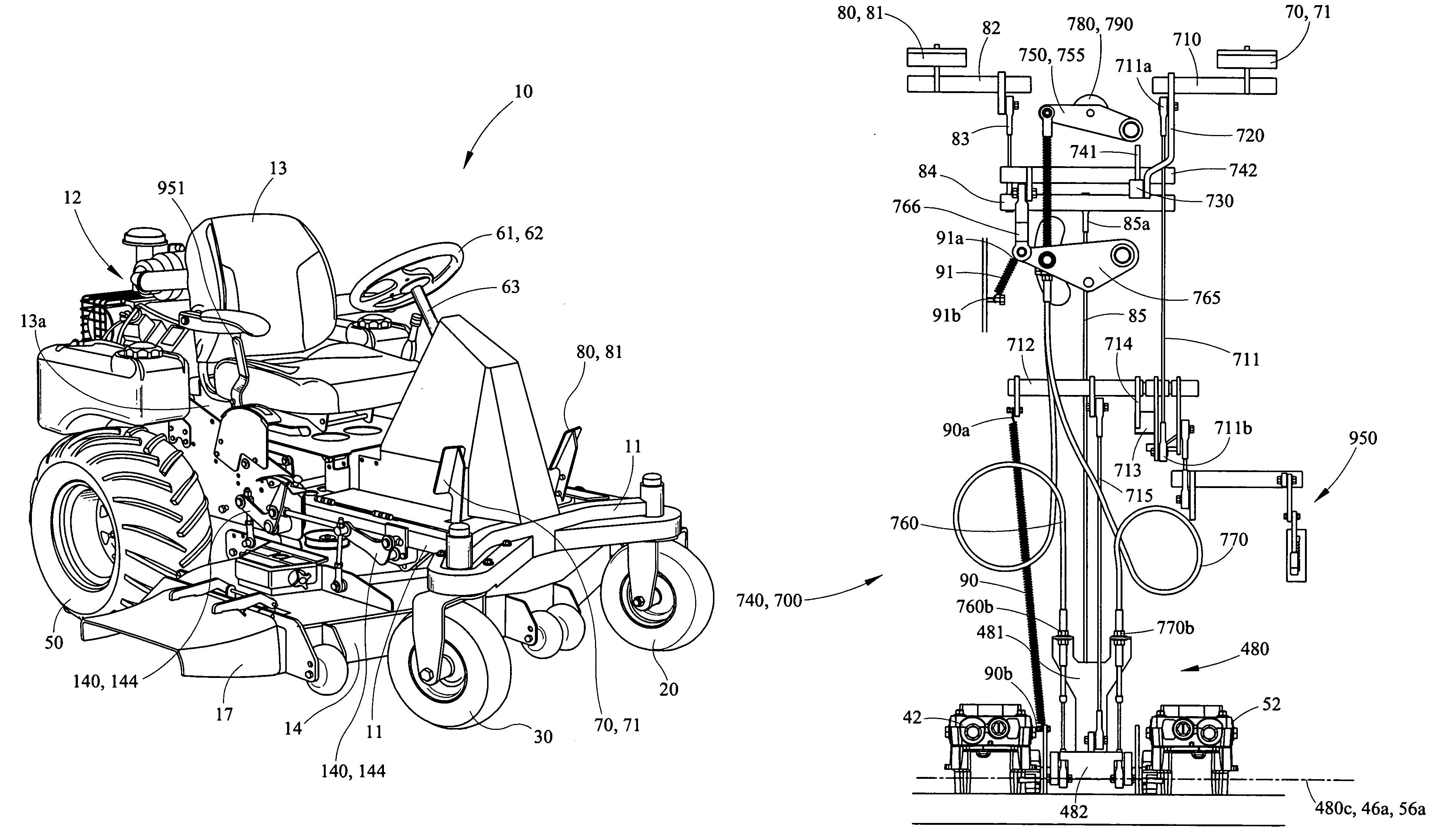 Zero-turn radius vehicle with steerable front wheels