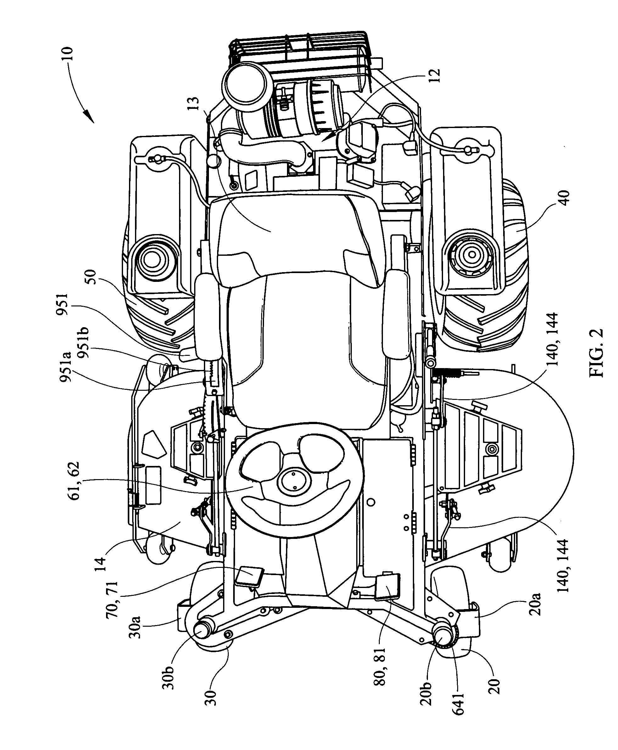 Zero-turn radius vehicle with steerable front wheels