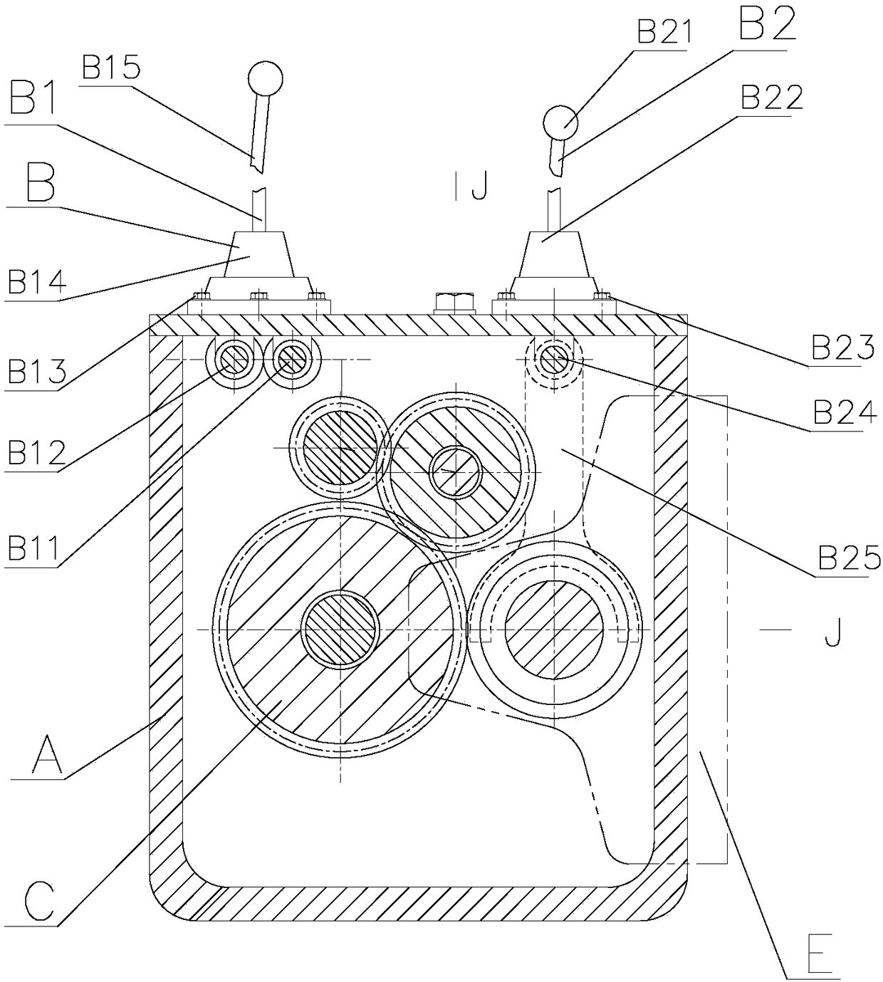 Differential speed four-drive transmission