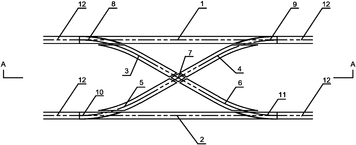 Lifting-type double crossover monorail turnout