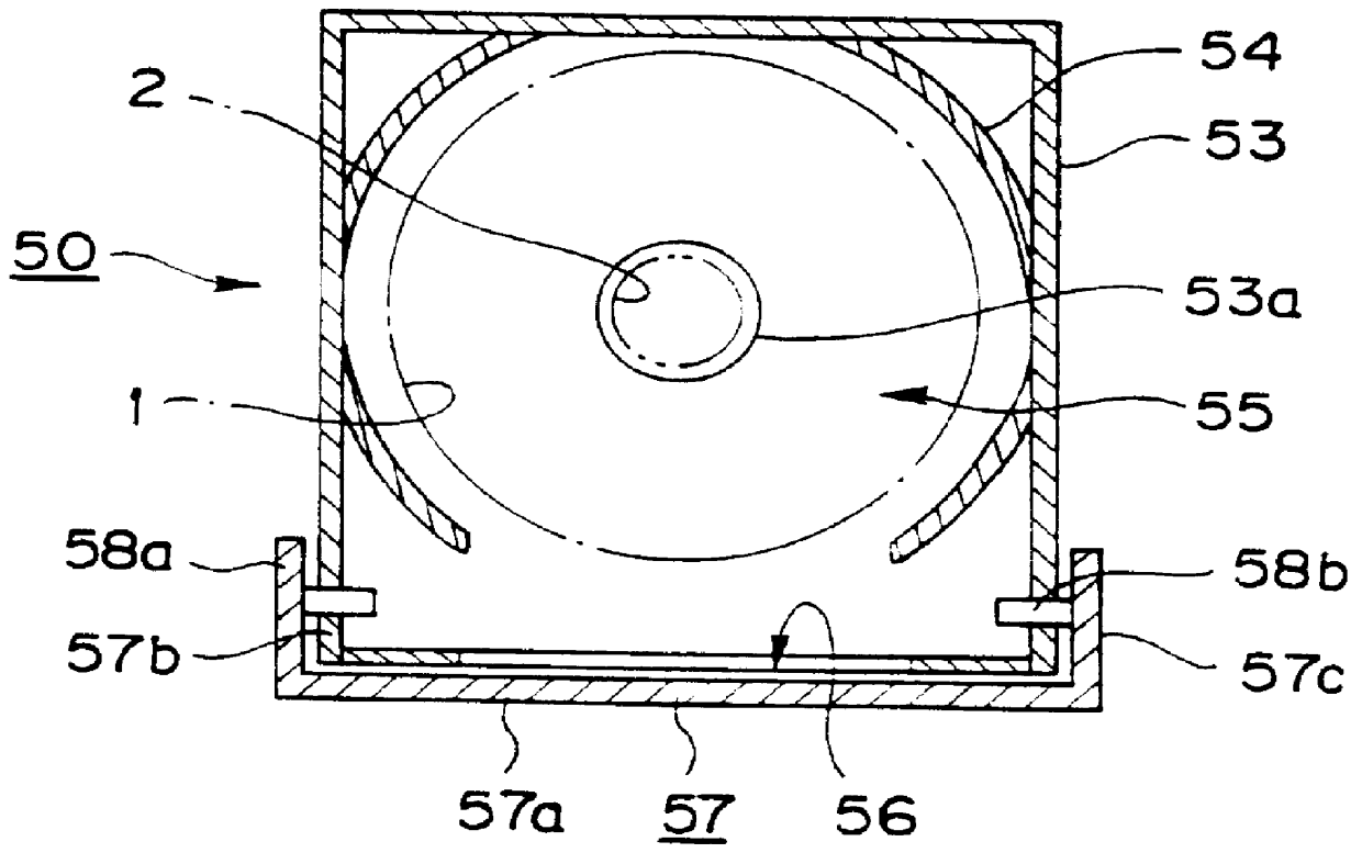 Cartridge for a recording medium having cover bearing elements that prevent dust from entering the cartridge