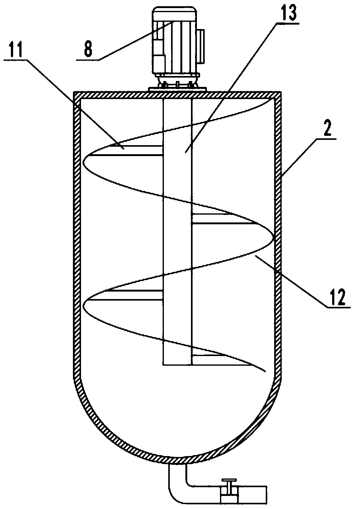 Paint stirring device for production of color coated plates and with no sticking to walls