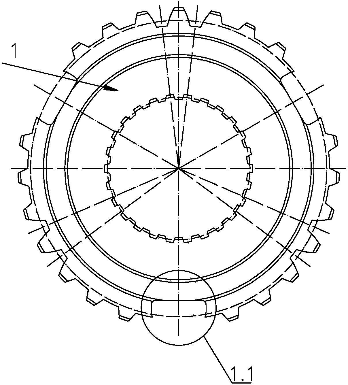 Double-circumference synchronizer with springs