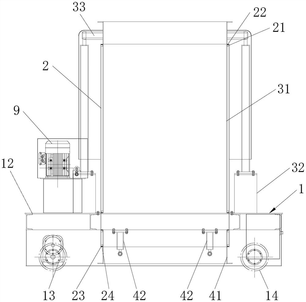 Ground-connected movable molten iron casting ladle dust collection device