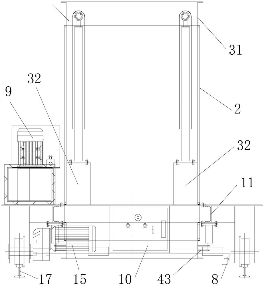 Ground-connected movable molten iron casting ladle dust collection device