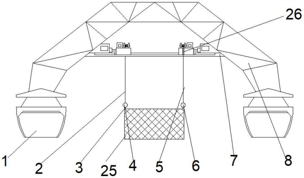 Liftable rotary net cage hoisting structure