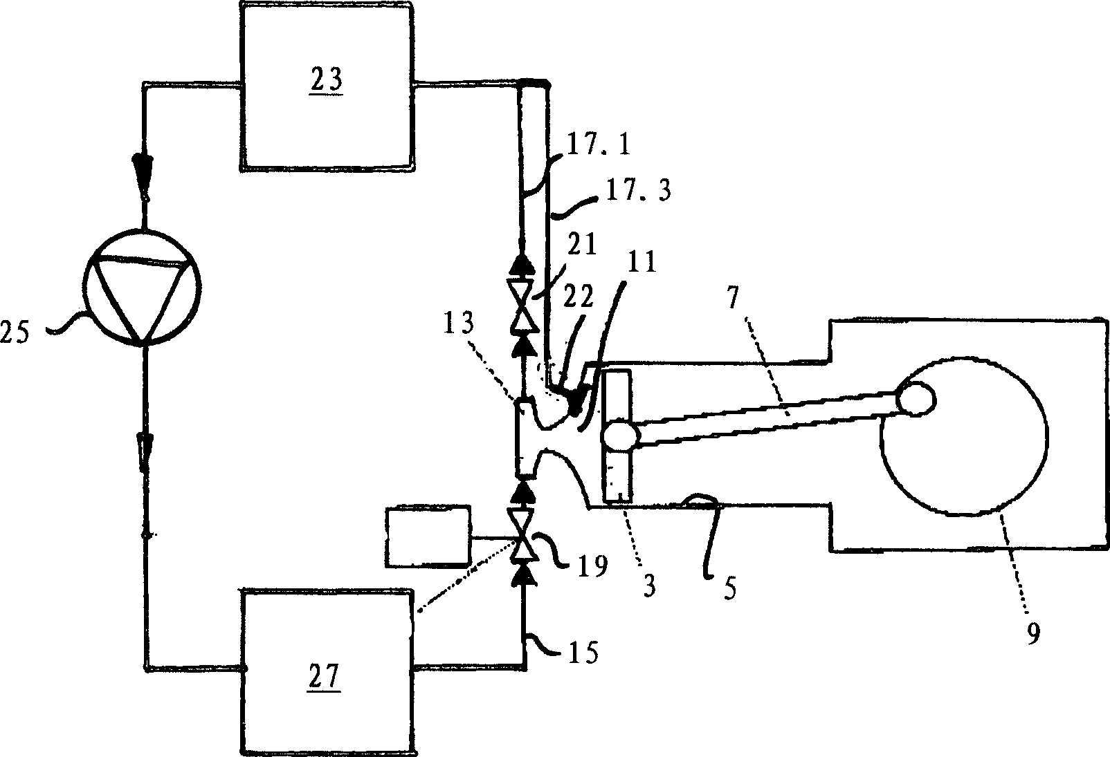 Piston steam engine having internal flash vapourisation of a working medium