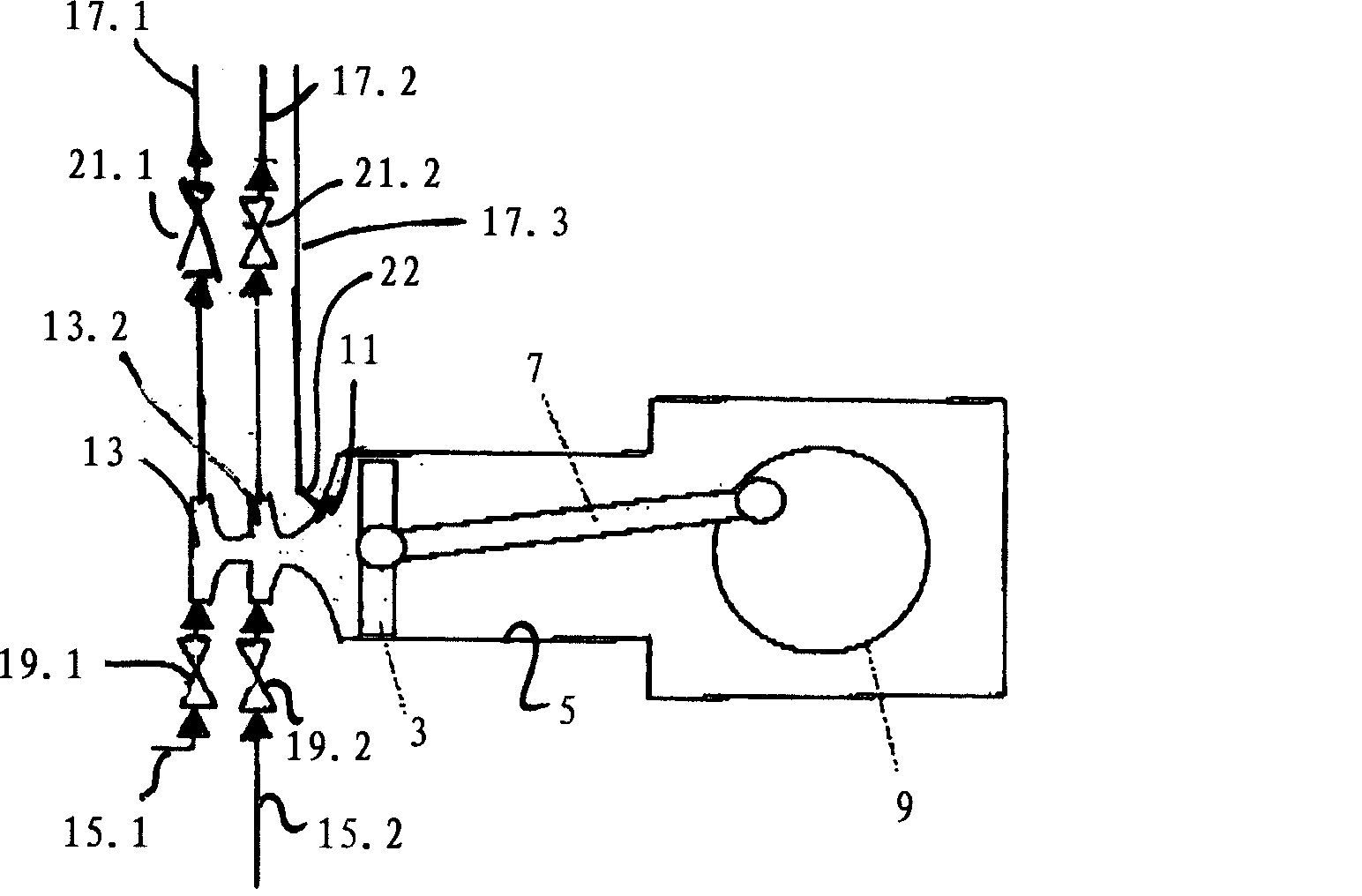 Piston steam engine having internal flash vapourisation of a working medium