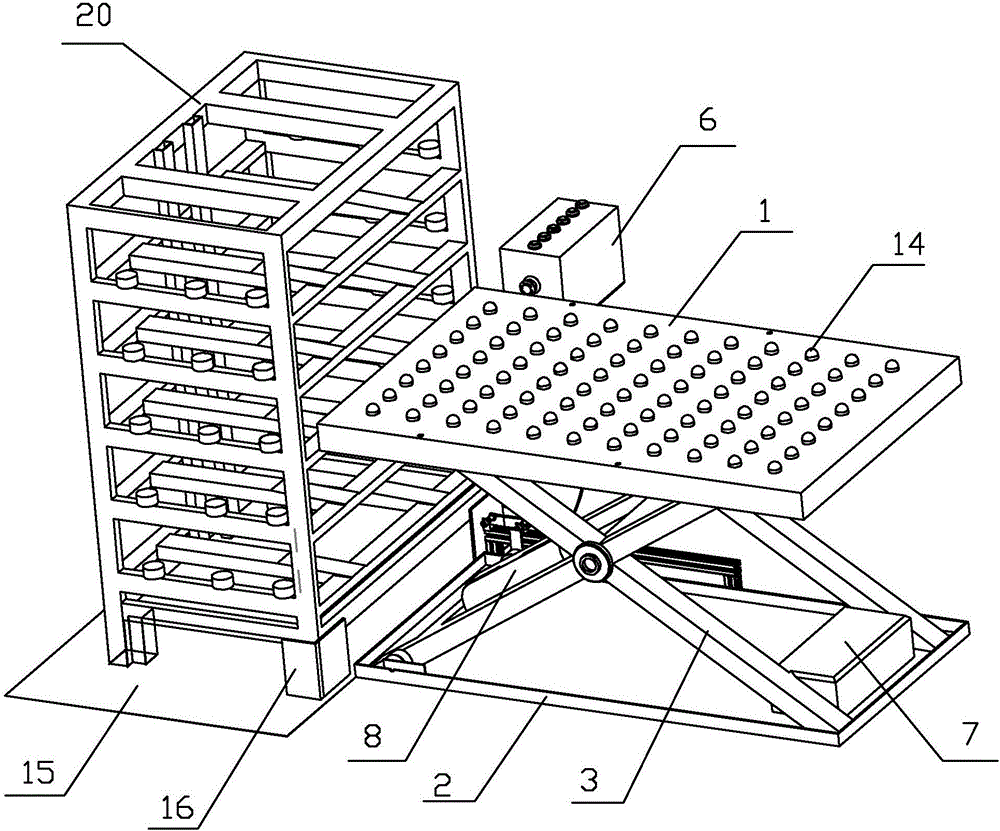 Semi-automatic lifting device convenient for moving battery into battery rack and control method of semi-automatic lifting device