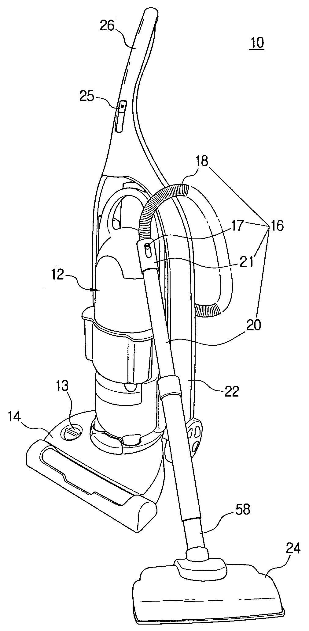 Upright vacuum cleaner having wet cleaning function