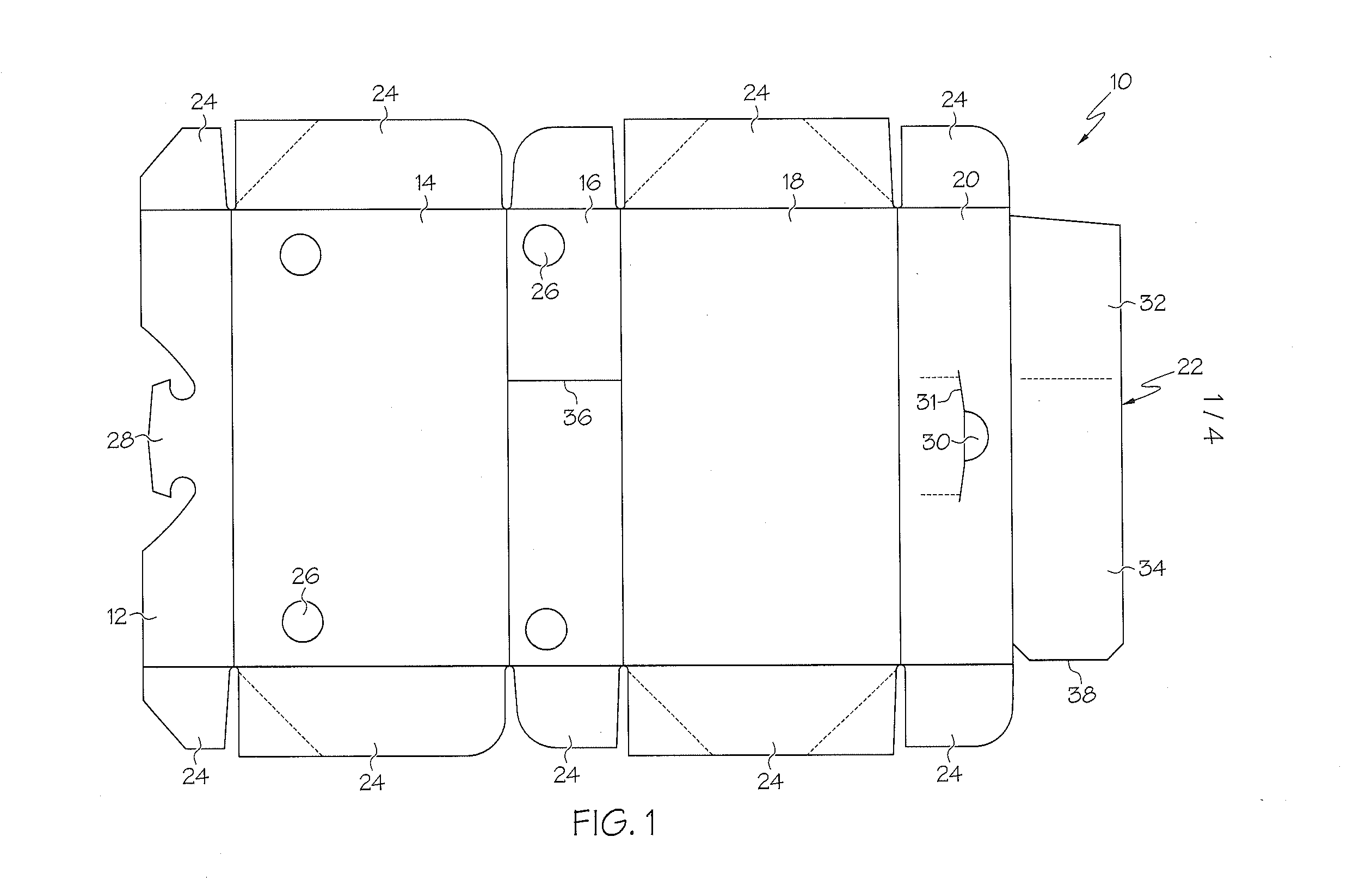 Carton with foldout partition