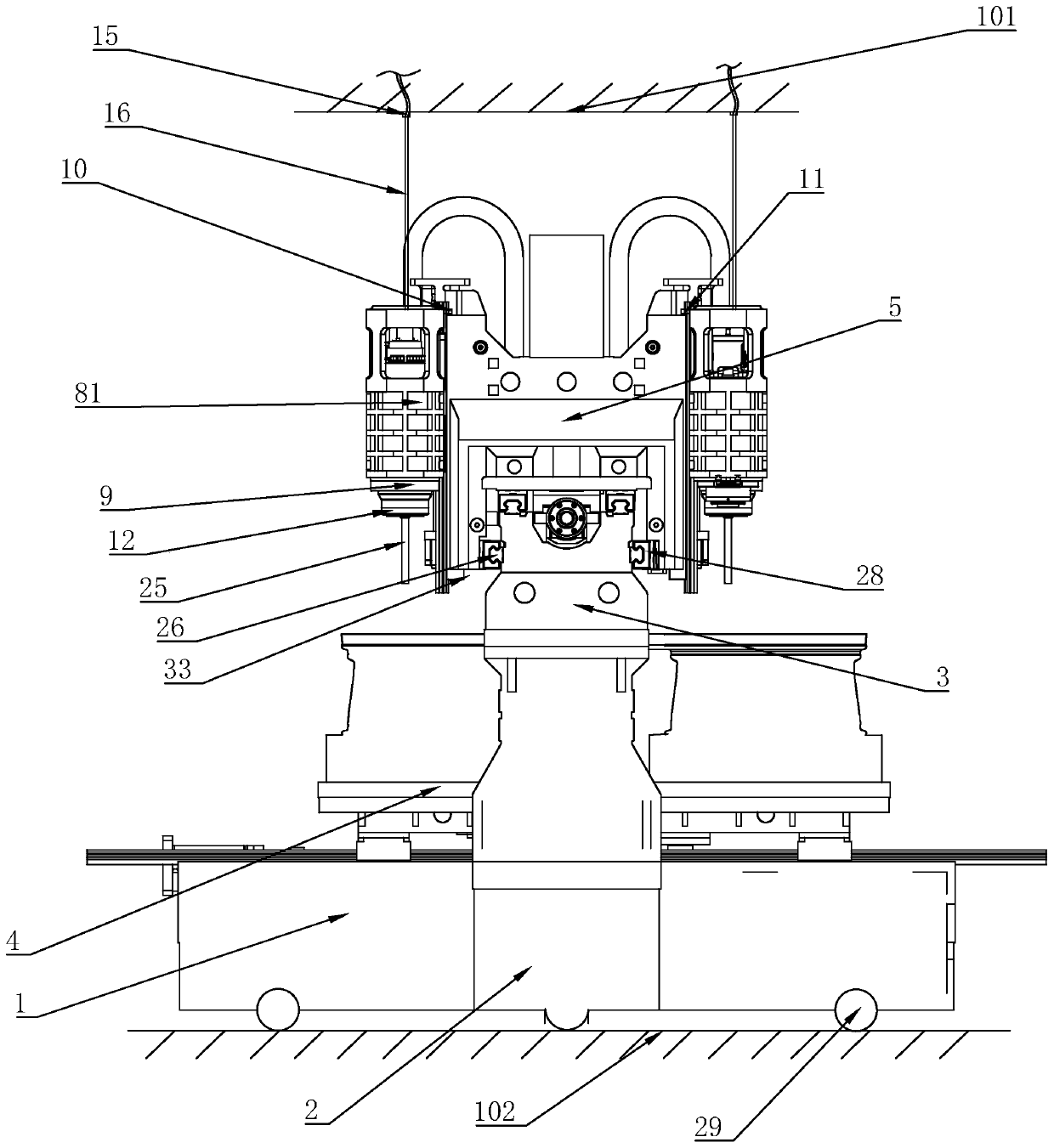 Double-spindle box structure with four-spindle machining center