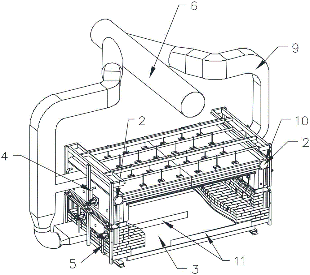 Combustion supporting air heating and energy storing energy-saving roller kiln