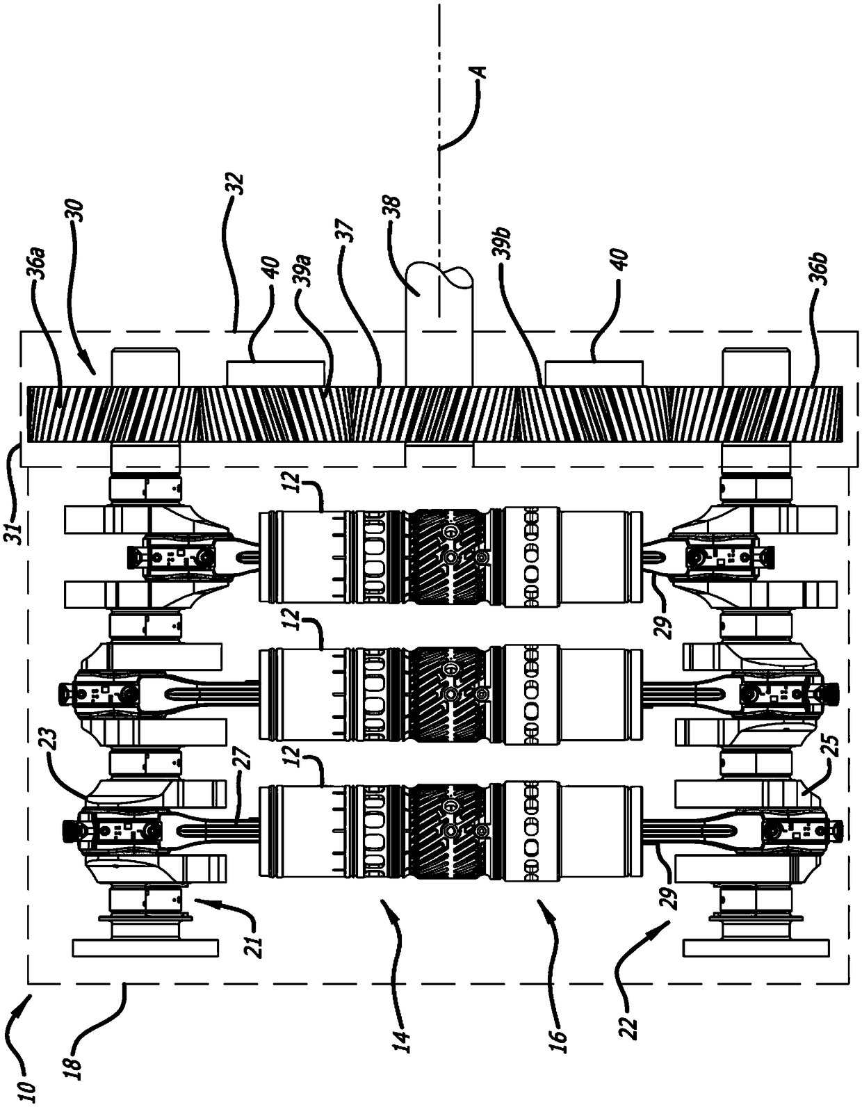 Gear backlash control for an opposed-piston engine