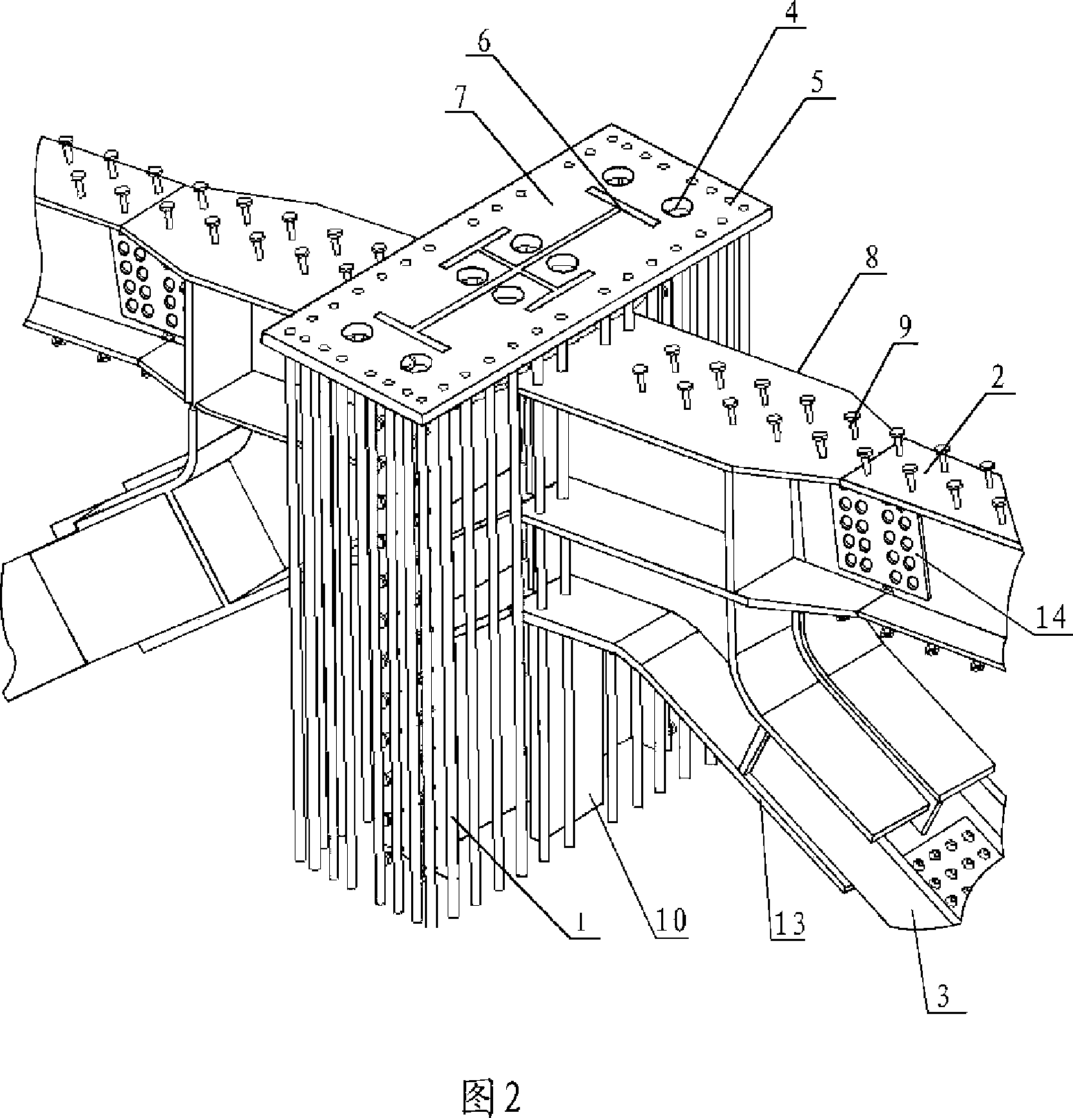 Shaped-steel concrete frame-steel supporting structure type steel column preconstraint node