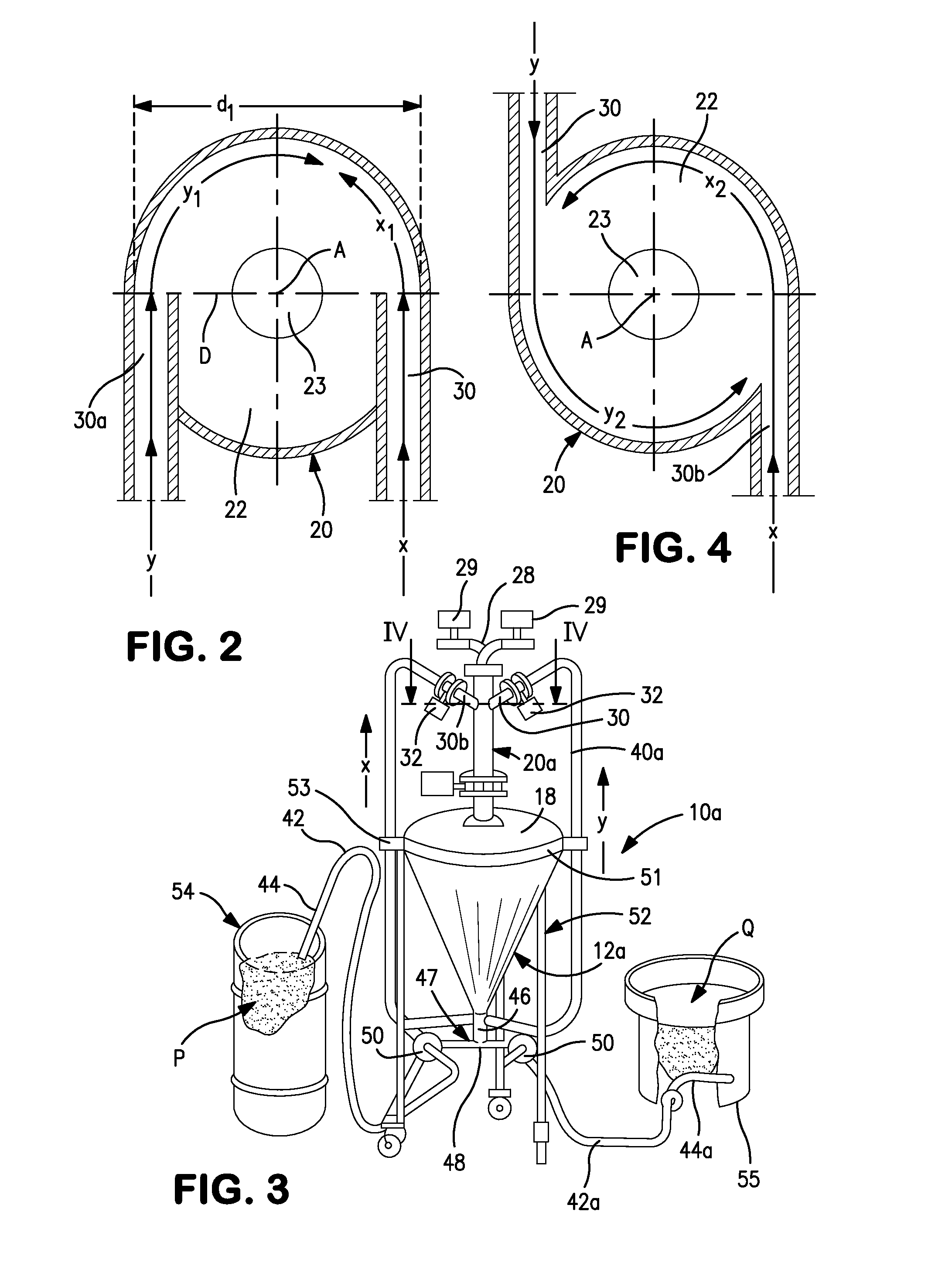 Device for pneumatic treatment of powder materials