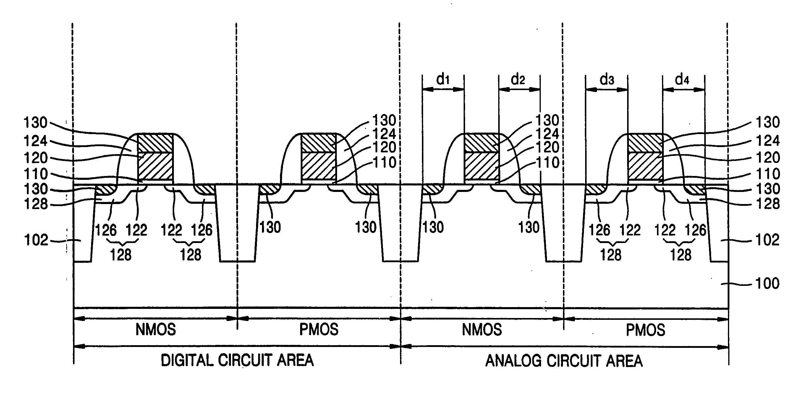 Low noise and high performance LSI device, layout and manufacturing method