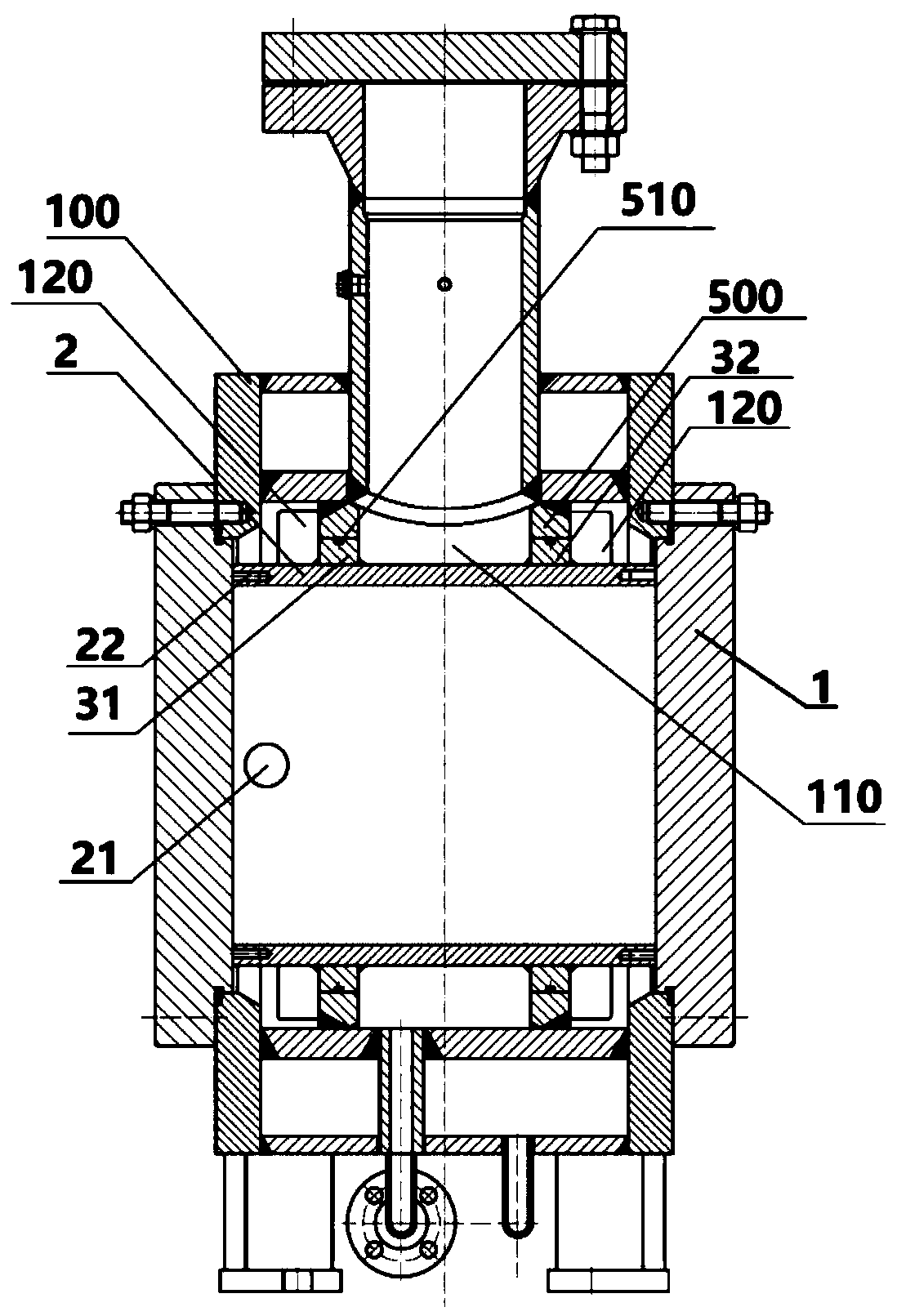 High-pressure dual-screw pump body pressing tool and high-pressure dual-screw pump static pressure test method