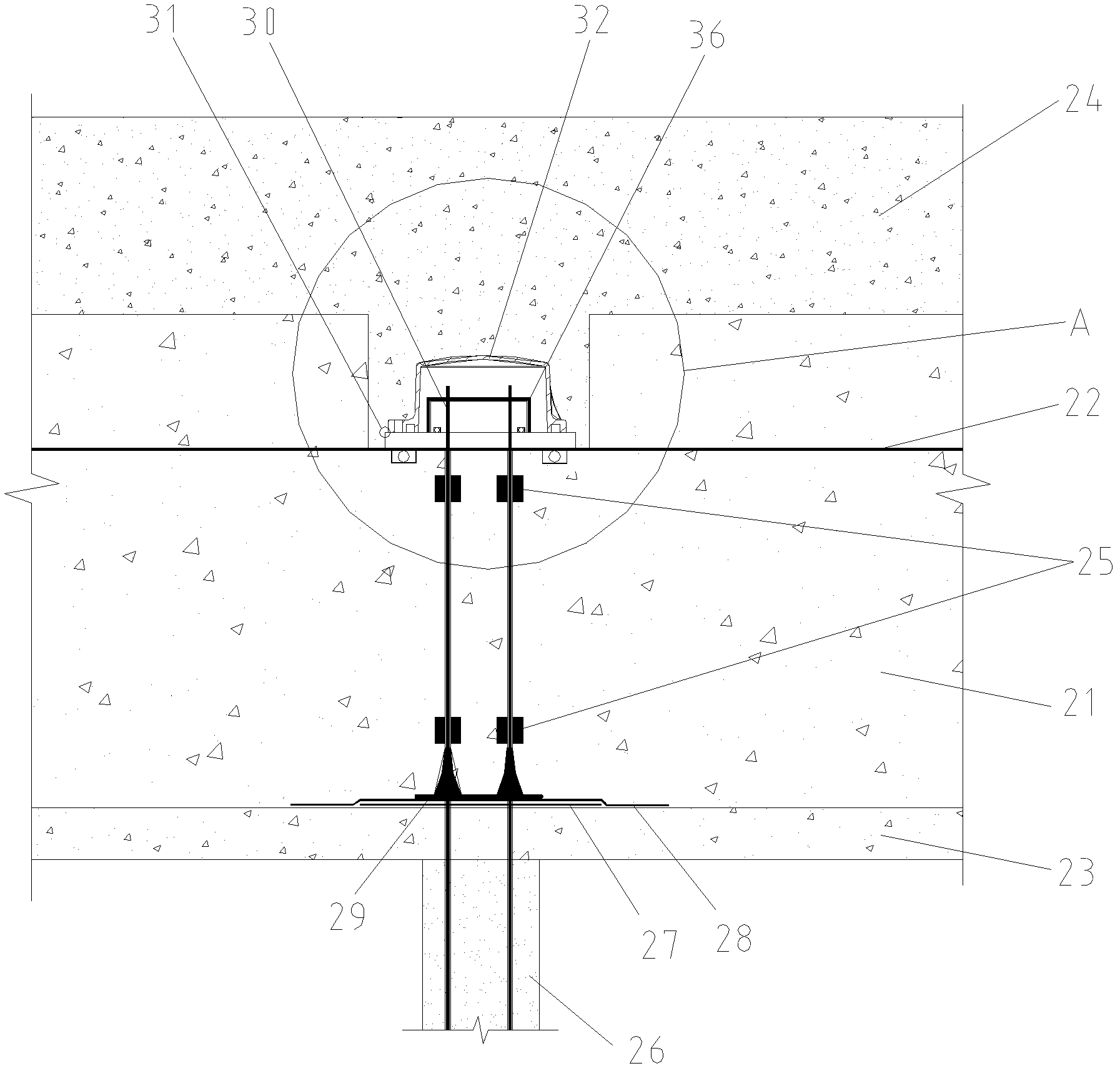 Waterproof node for steel strand