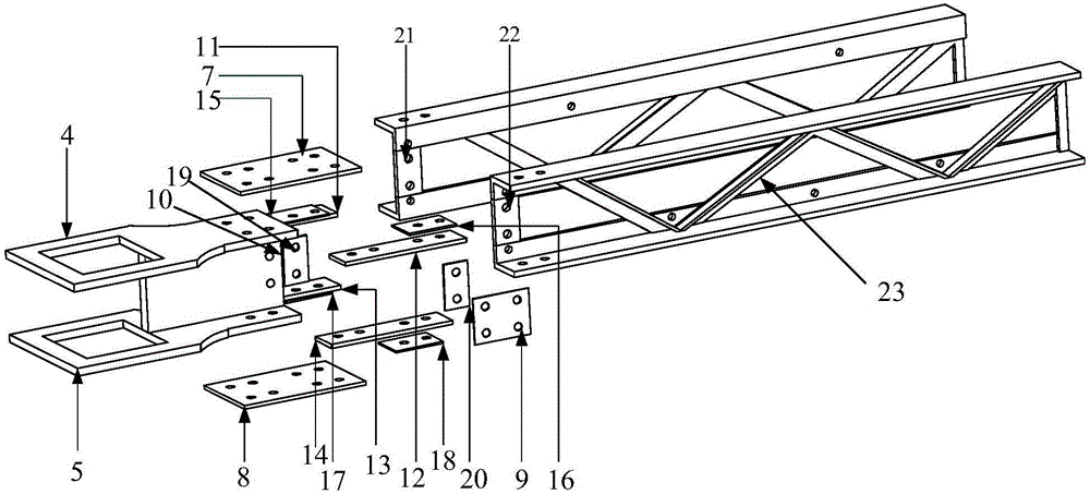 End plate fabricated corrugated web engaging beam-column joint connecting device capable of achieving function recovery