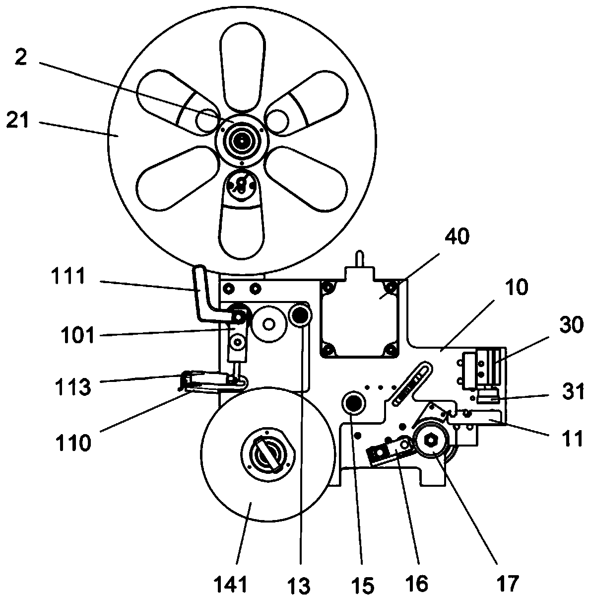 A labeling device for a pharmaceutical production line