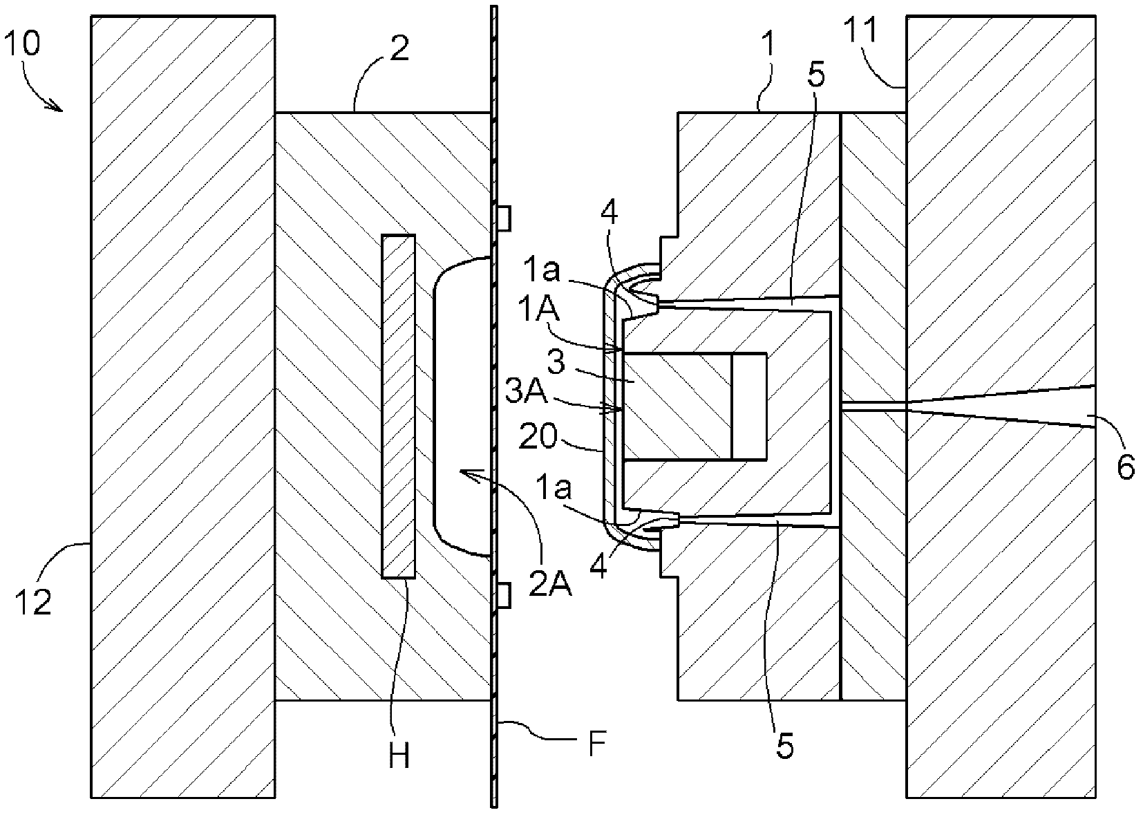 Molding die for injection molding and method for producing composite product