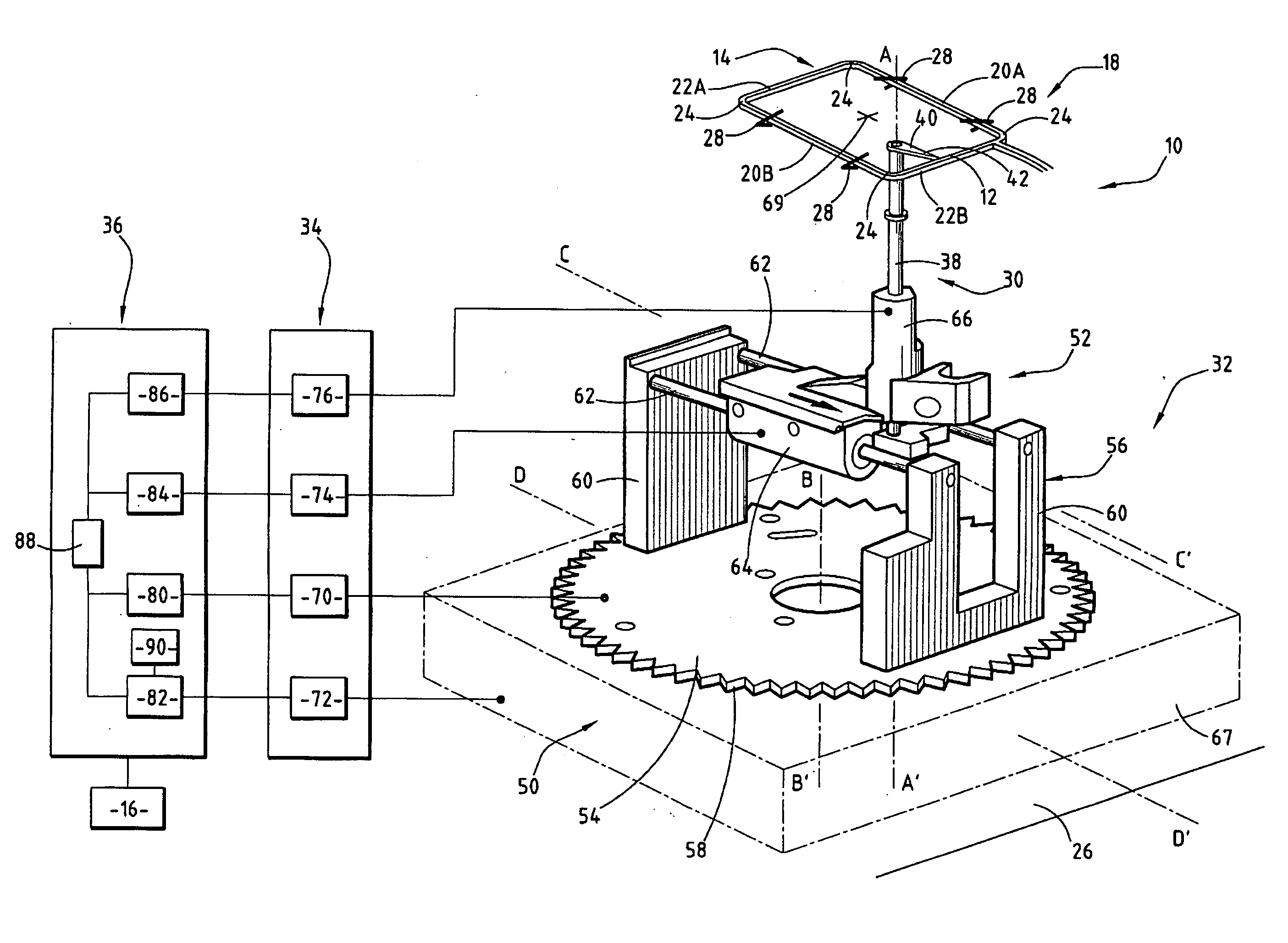 Apparatus for sensing a mount for optical lenses and associated method