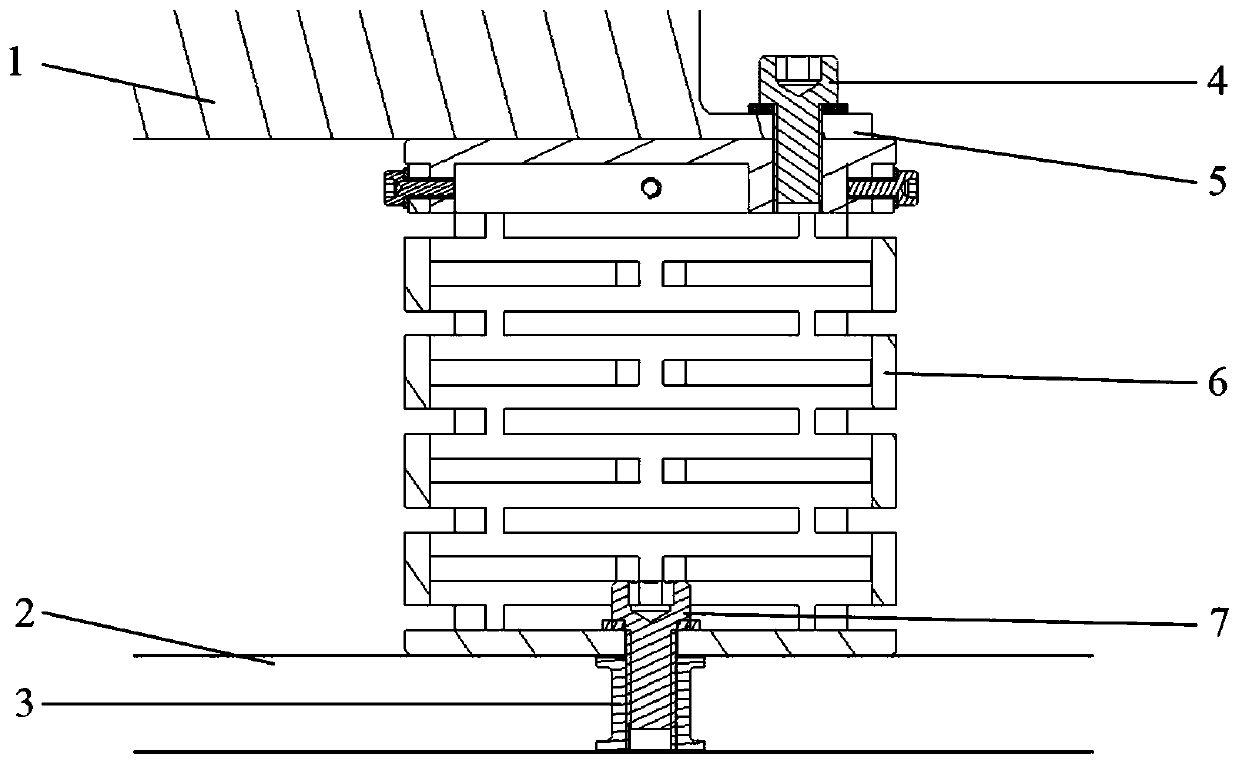 Impact-reducing support structure suitable for single machine with small heat conduction amount requirement on spacecraft