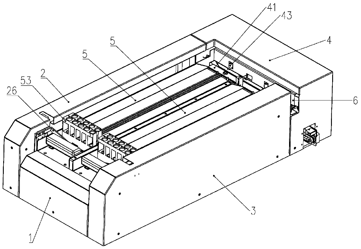 Automatic test tube rack loading device applied to laboratory assembly line equipment