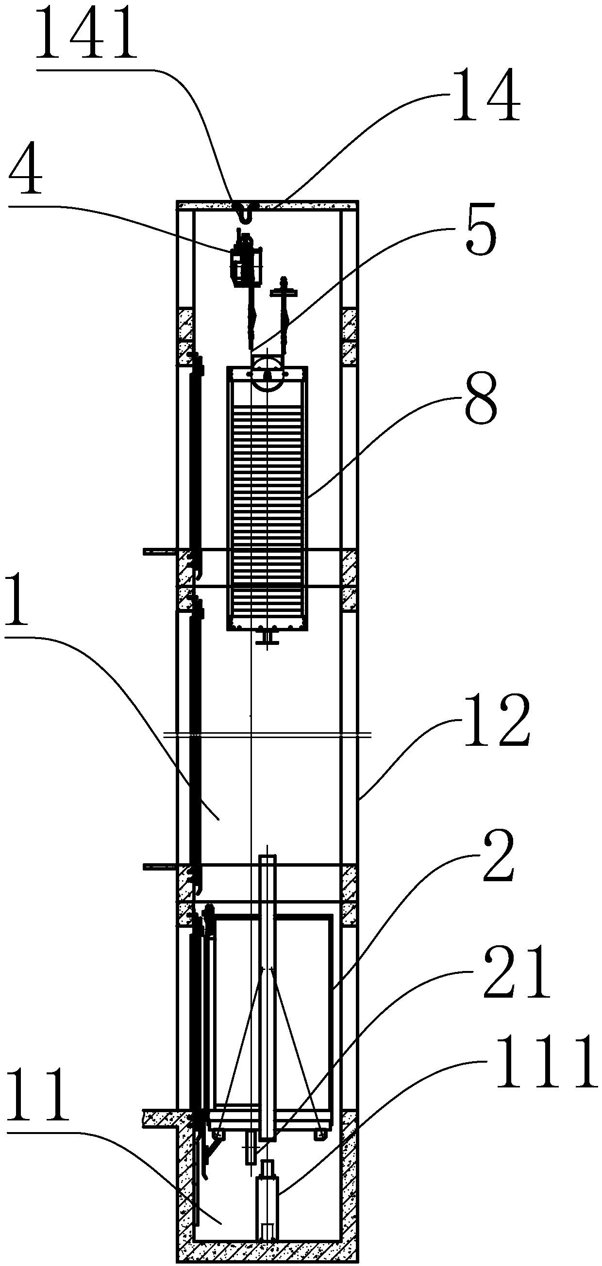 Side-mounted household elevator civil engineering structure