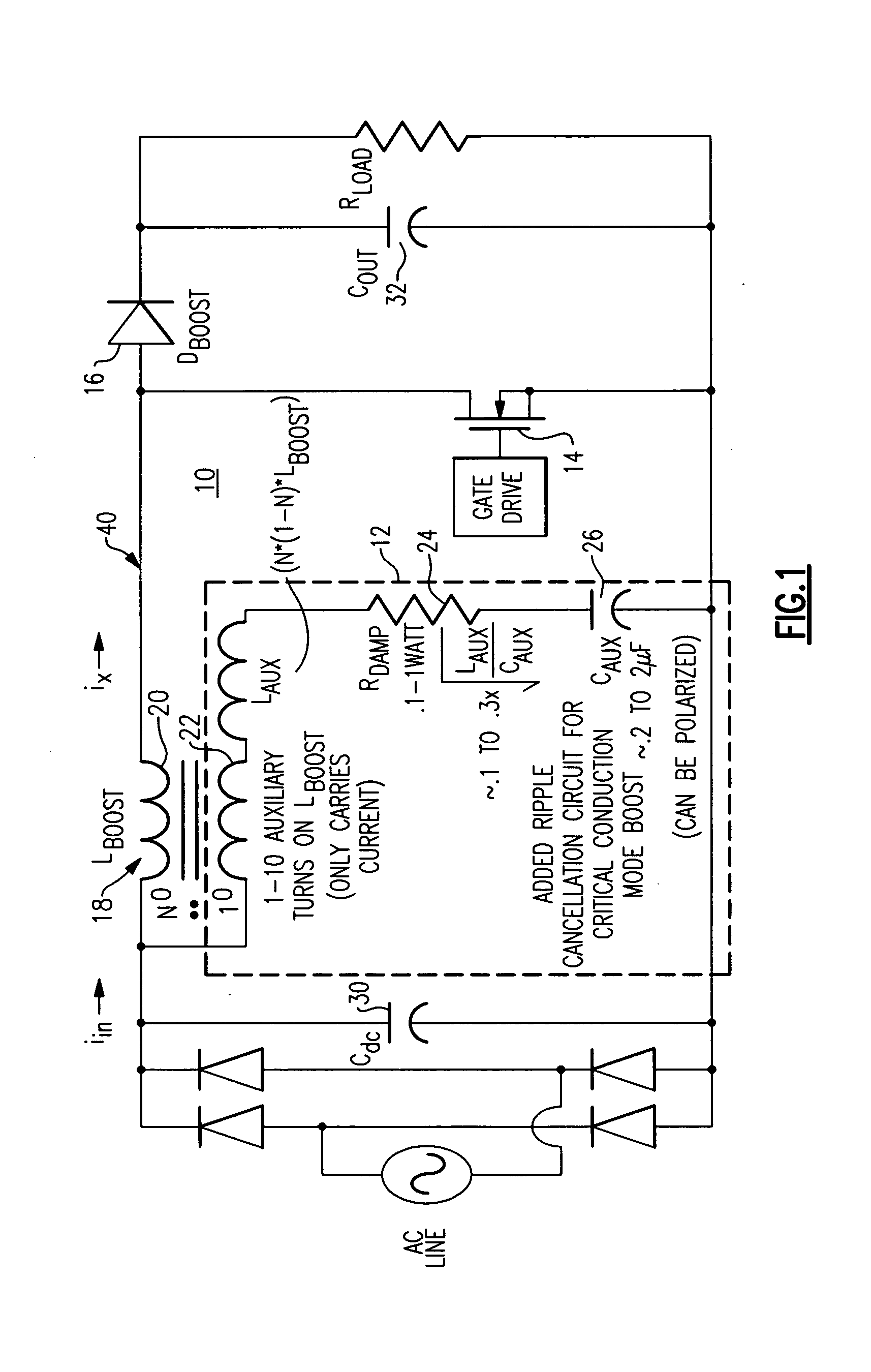 Boost converter input ripple current reduction circuit