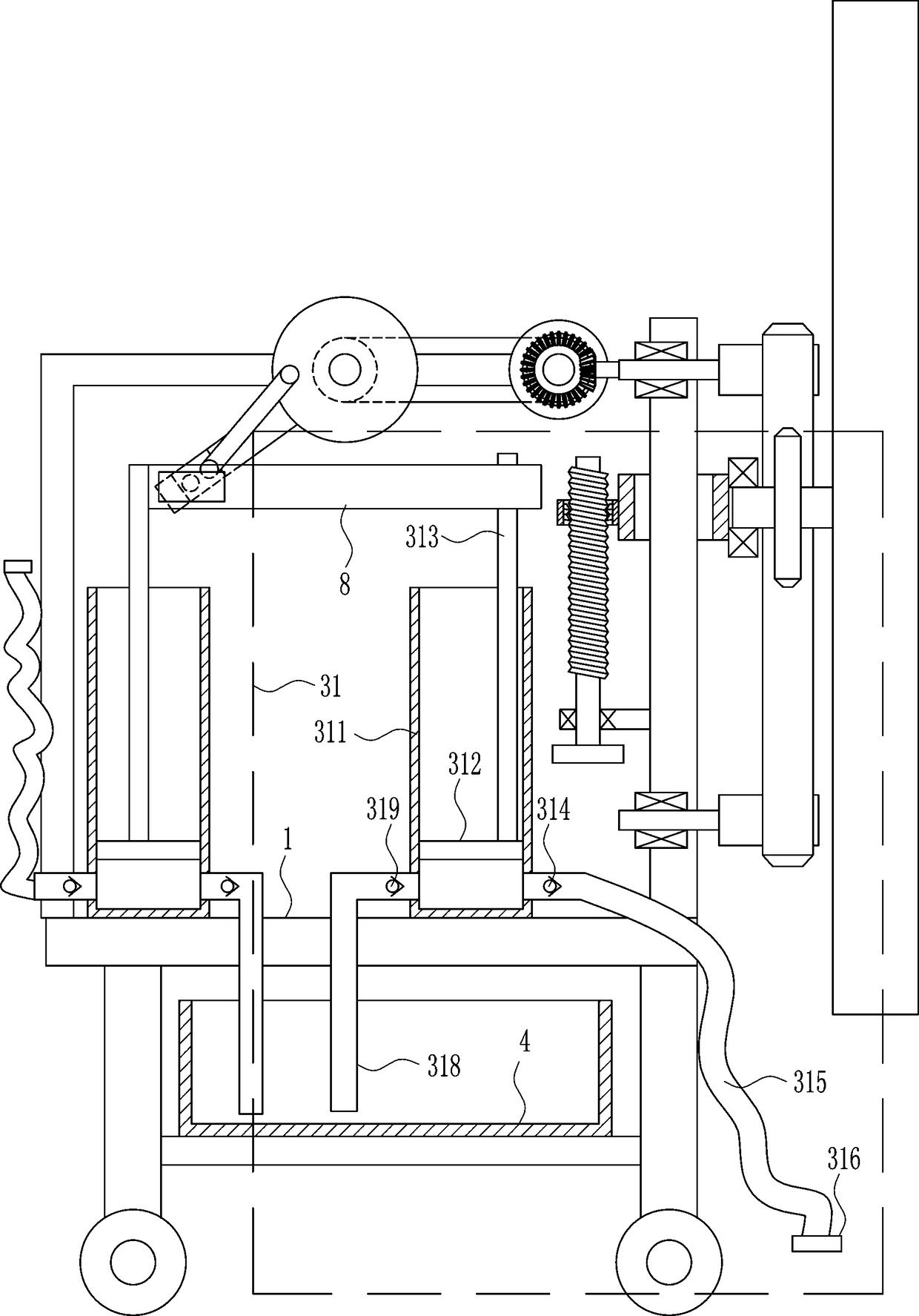 Agricultural hydrodynamic driven water spray equipment for water conservancy project