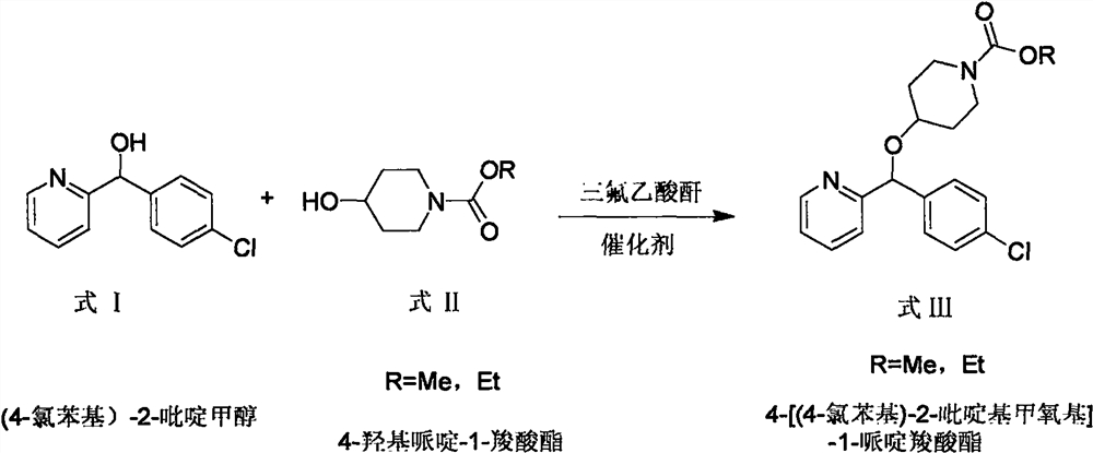 Preparation method of 4-[(4-chlorphenyl)-2-pyridylmethoxy]-1-piperidine carboxylate