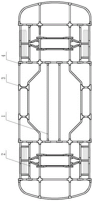 Wheel-beam combined type car frame