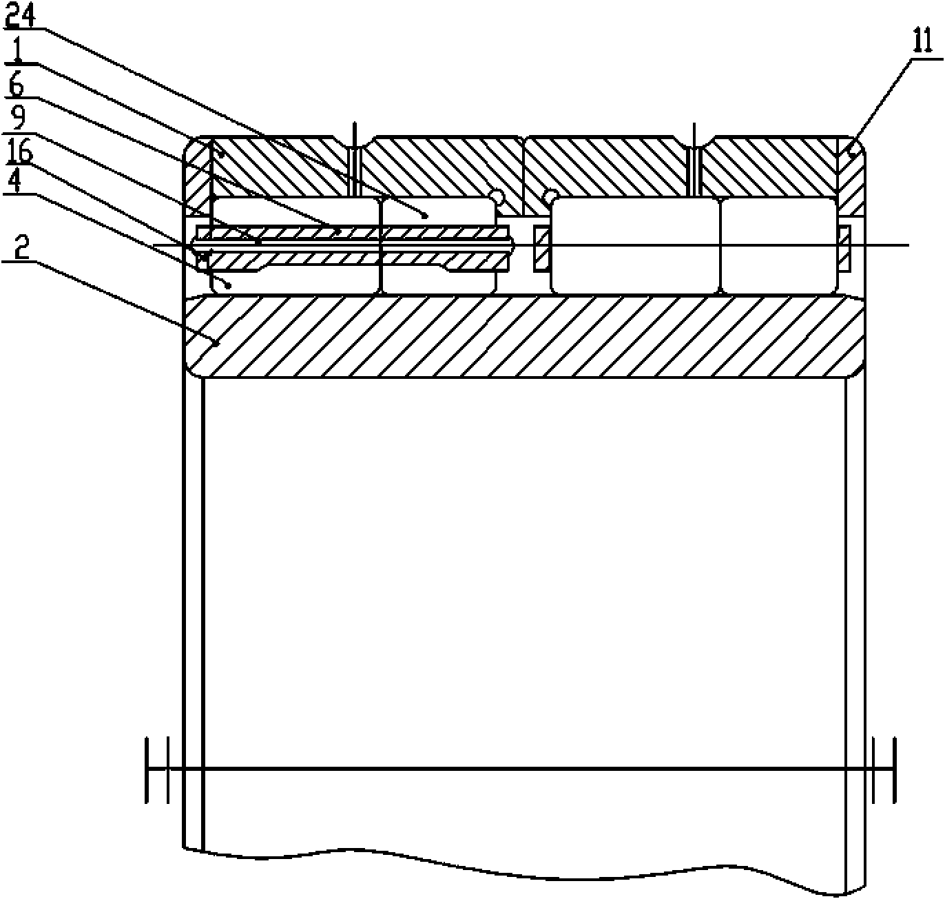 Load-bias free four row roller bearing for rolling mill