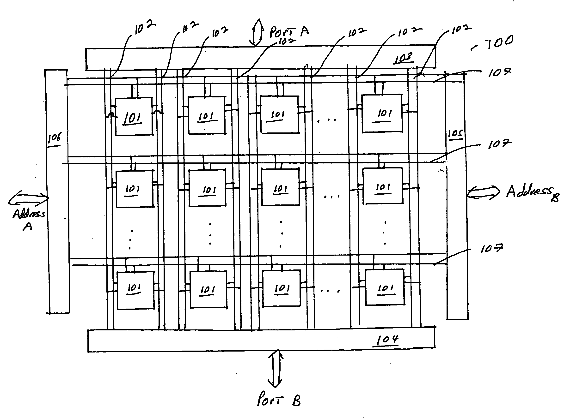 Bitline layout in a dual port memory array