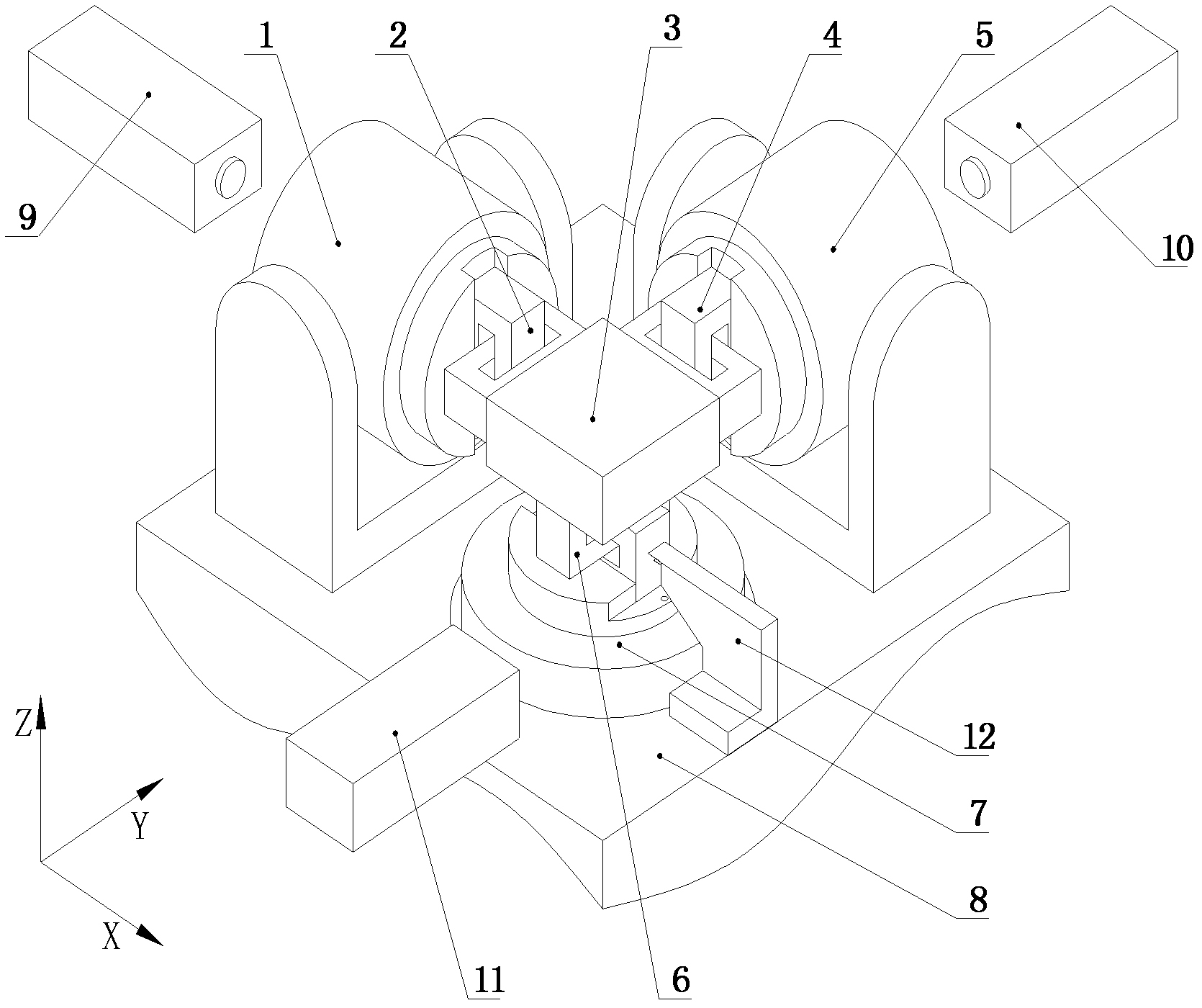 Tricomponent vibration calibrating device