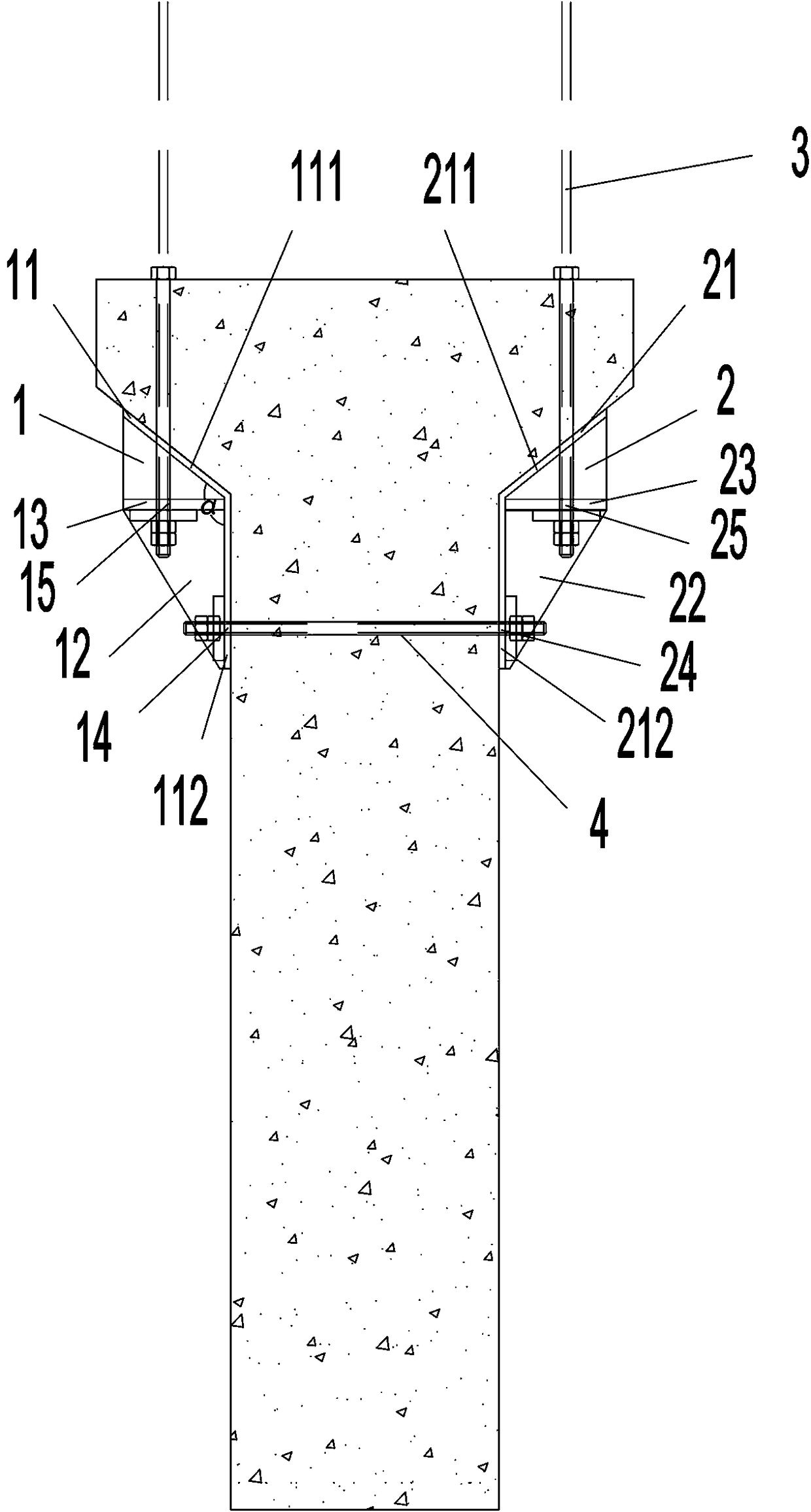 Clamping and hanging device for wing plate variable cross-section beam suspension