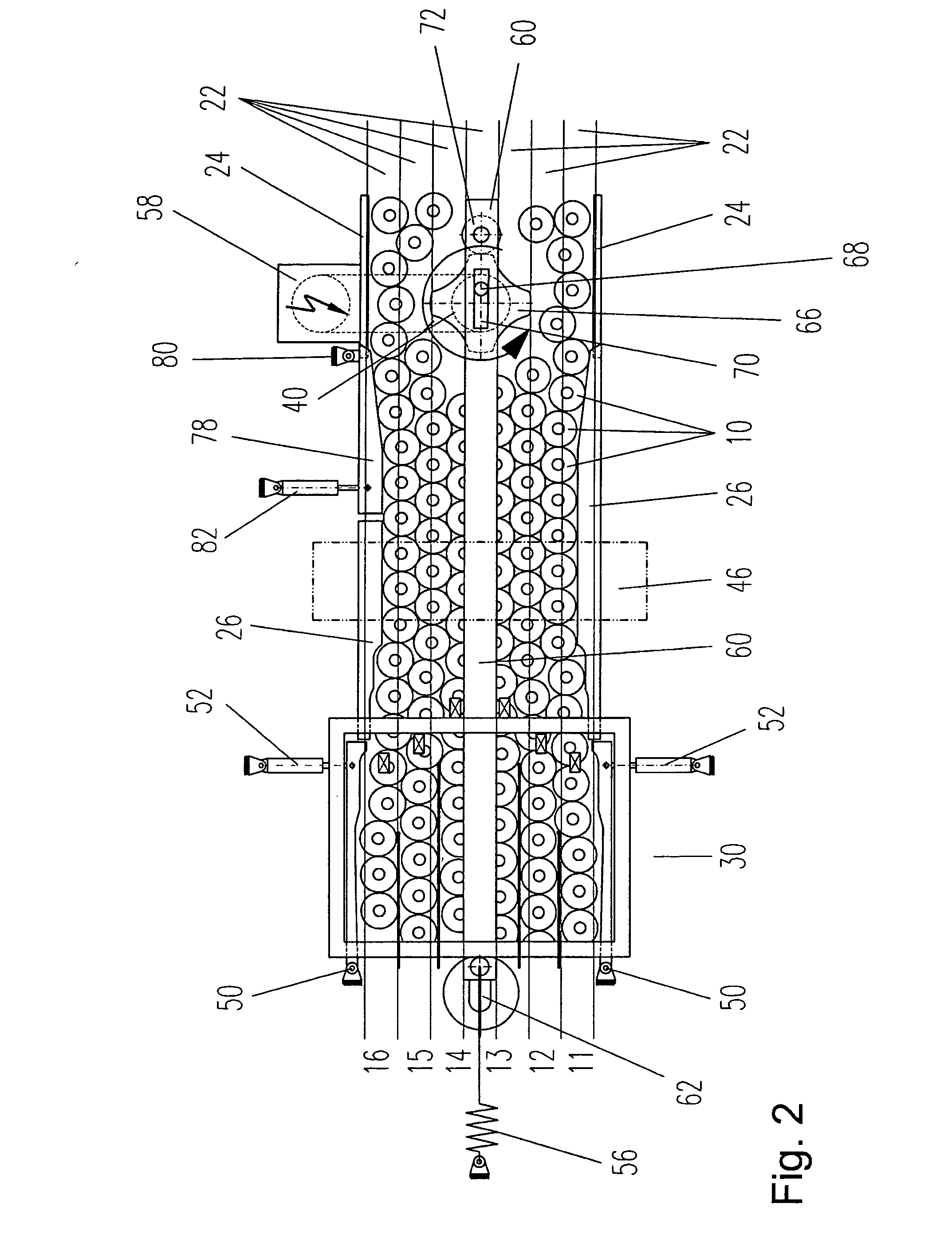 Apparatus for the Distribution of a Random Stream of Cylindrical Items, for Example Drinks Bottles, into Several Lanes