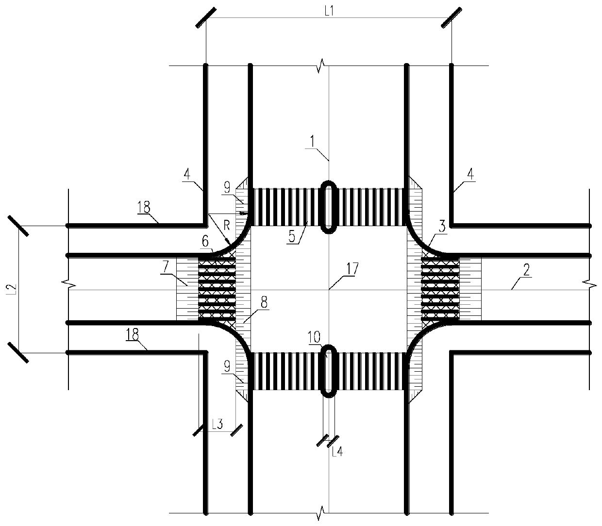 Urban road pedestrian passageway barrier-free structure