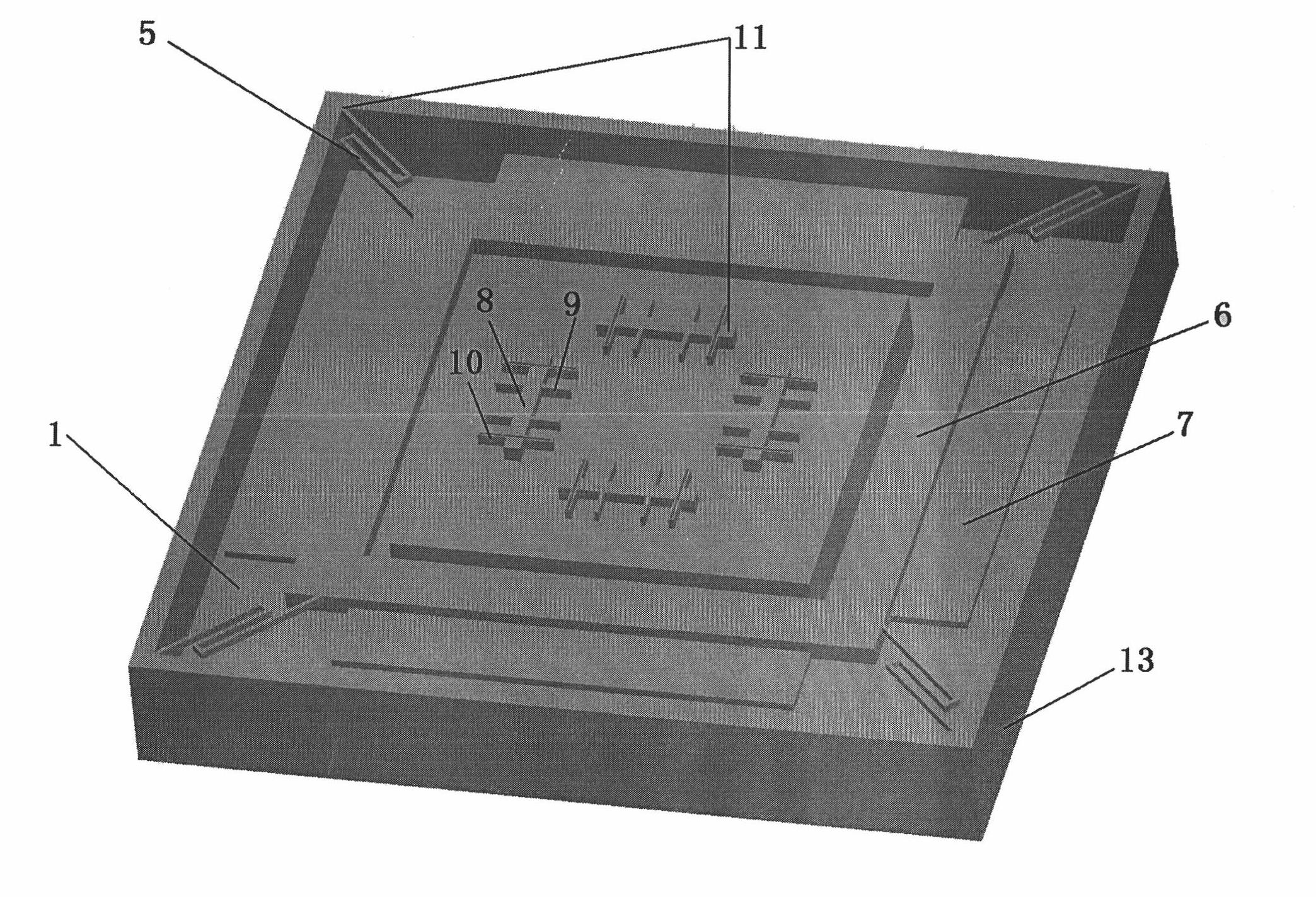 Three-axis capacitive micro accelerometer based on silicon on insulator (SOI) process and micropackage technology