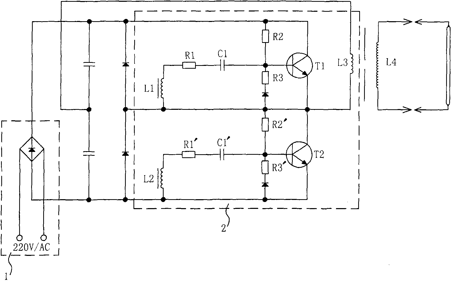 Neon-light electronic transformer