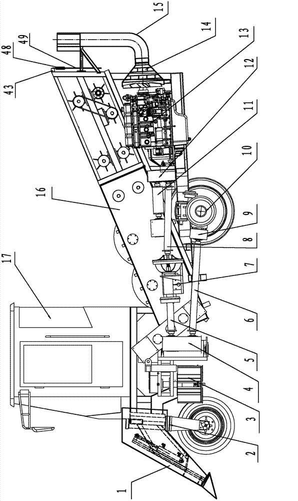 Combined sugarcane harvester